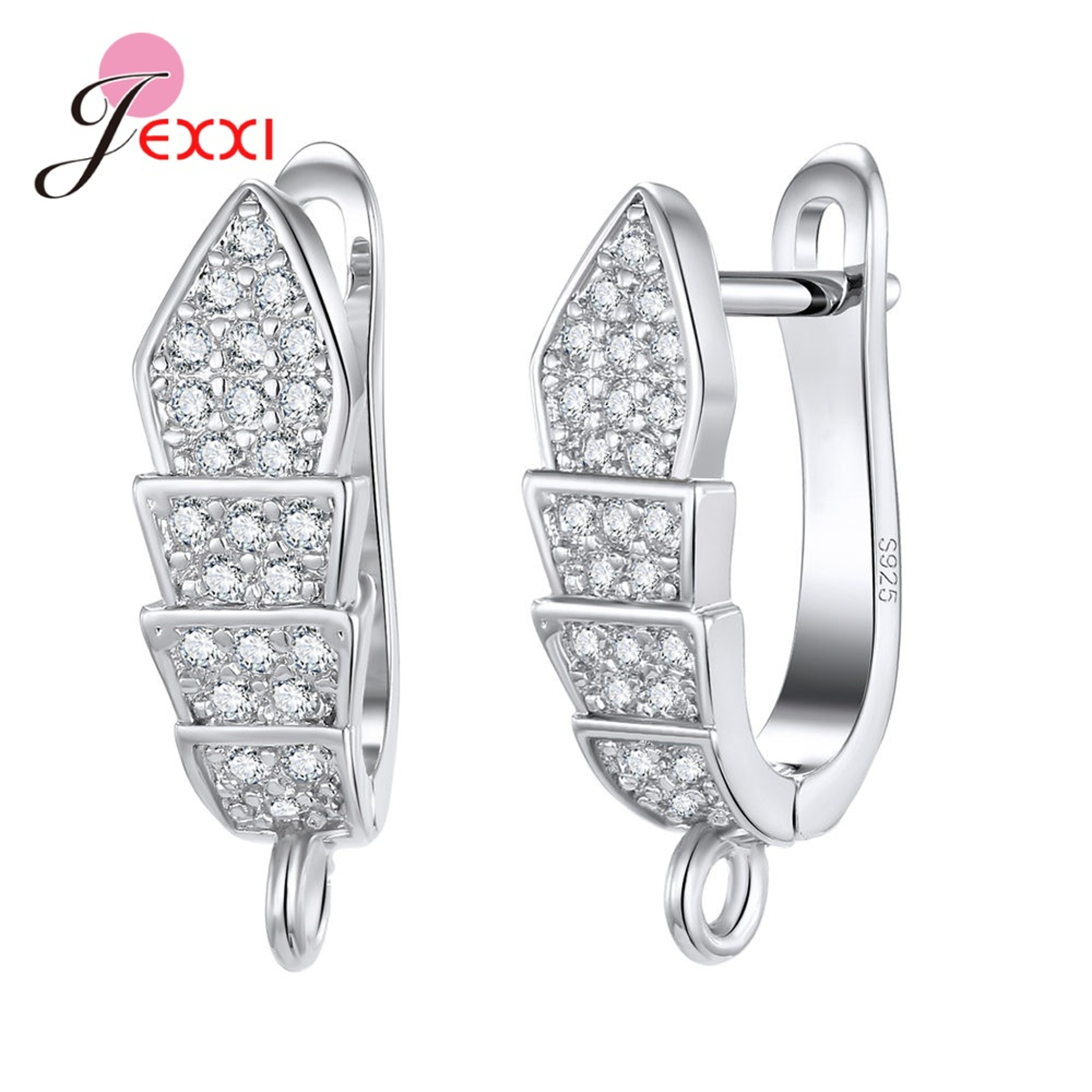 vJSCKoreanStyleVariousModelsCrystalEarringFindingsGenuine925SterlingSilverEarringFinding