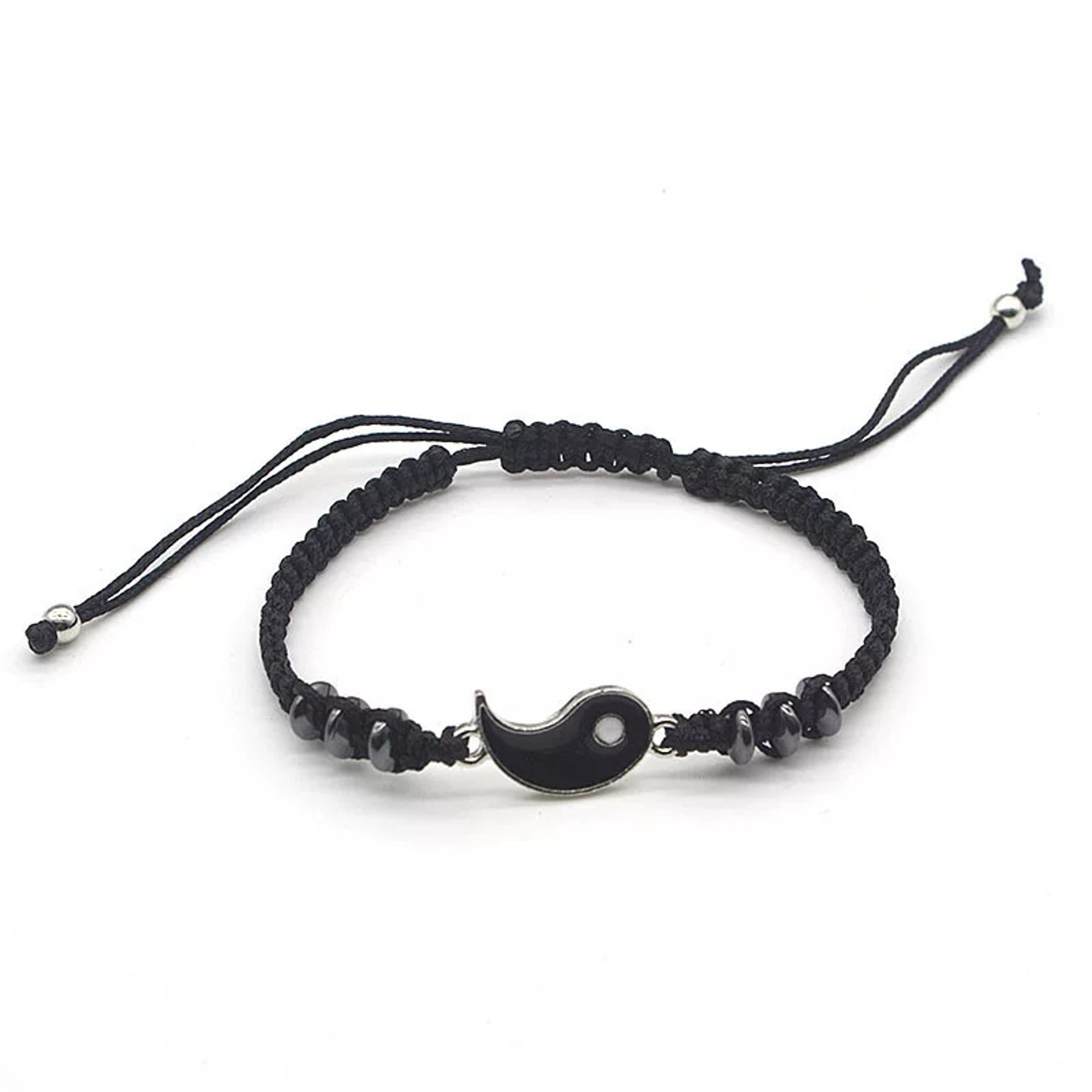 Bracelet Set Black White Rope Adjustable Chain Bangle For Couples Men Women Daily Fashion Jewelry 2