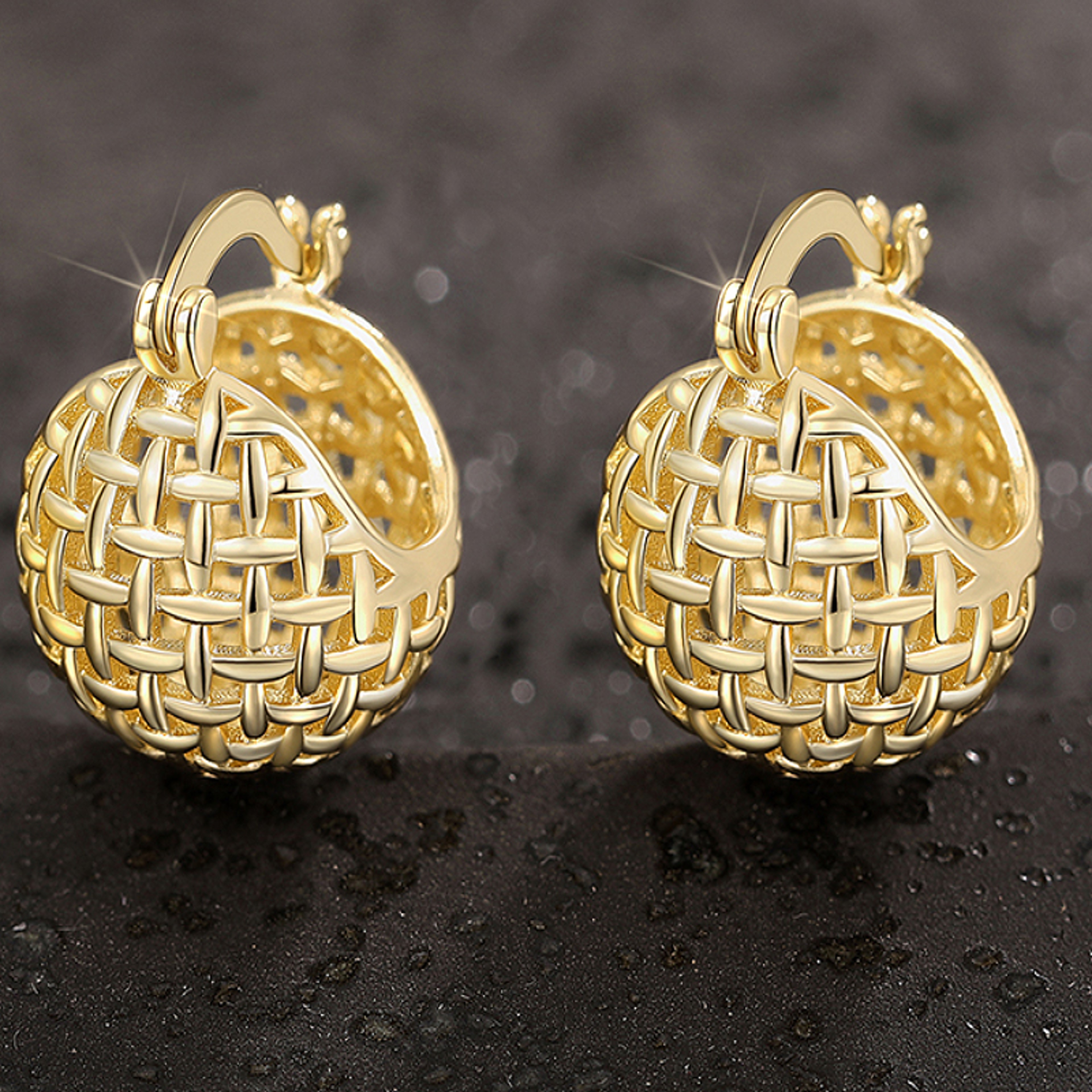 Trendy Gold Color Silver Color Women Metal Hoop Earrings With Ball Design Jewelry For Wedding Party 5