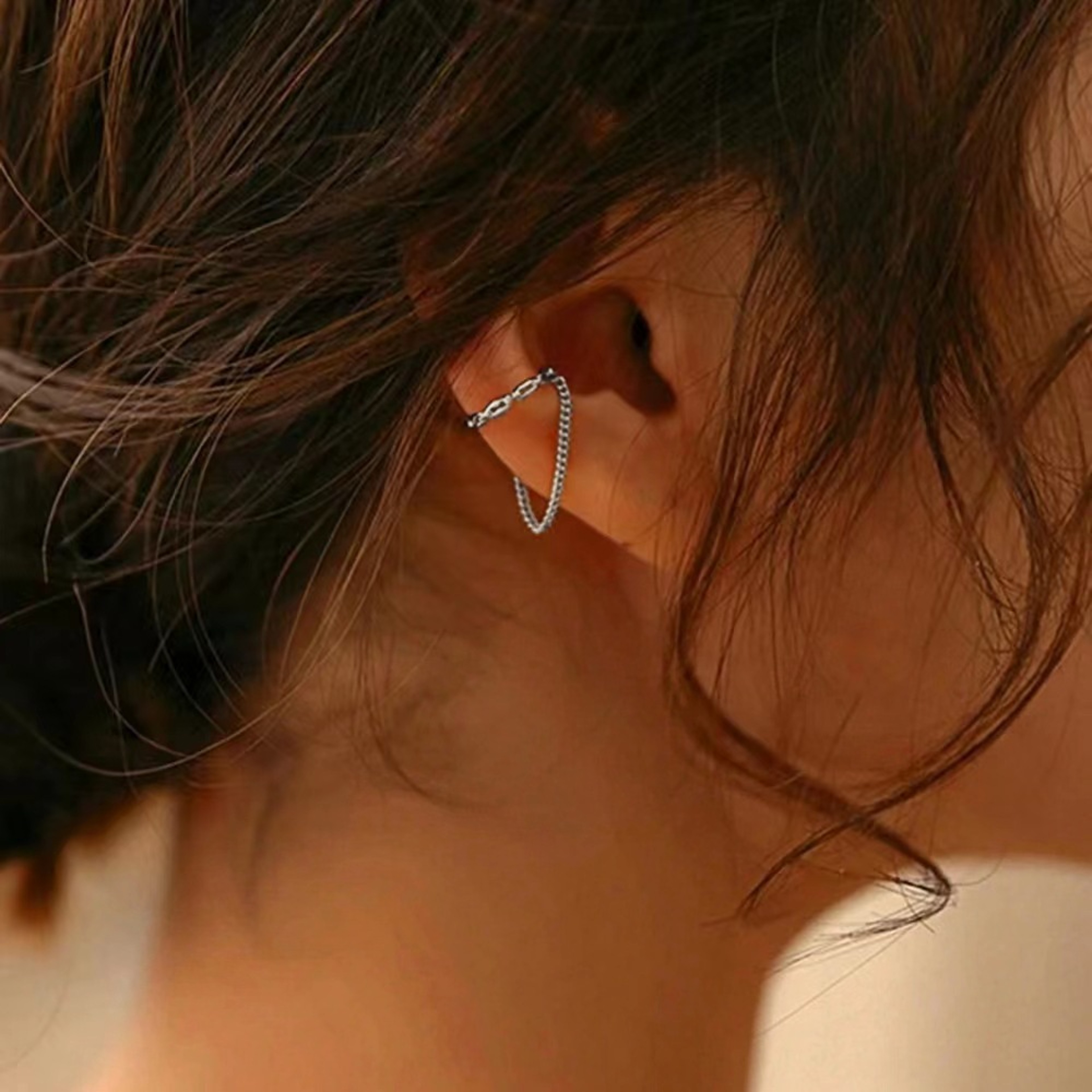No Piercing Ear Chain Cuff Earrings For Women Fake Piercing Earcuff Clips Fashion Jewelry For Girls 3