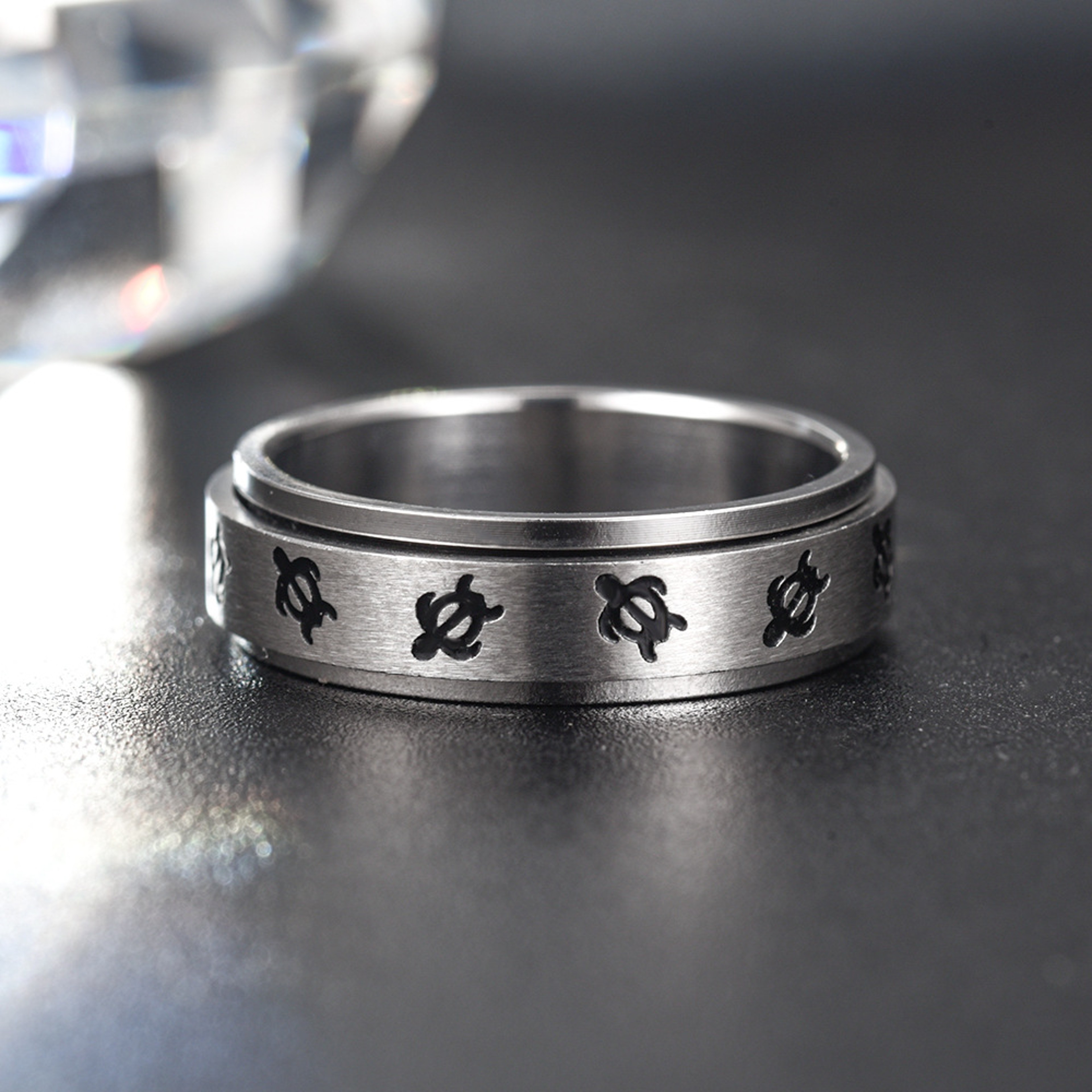 Stainless Steel Anxiety Relief Rotating Tortoise Rings For Couples Cute Anti Stress Fidget Rings Ne 1