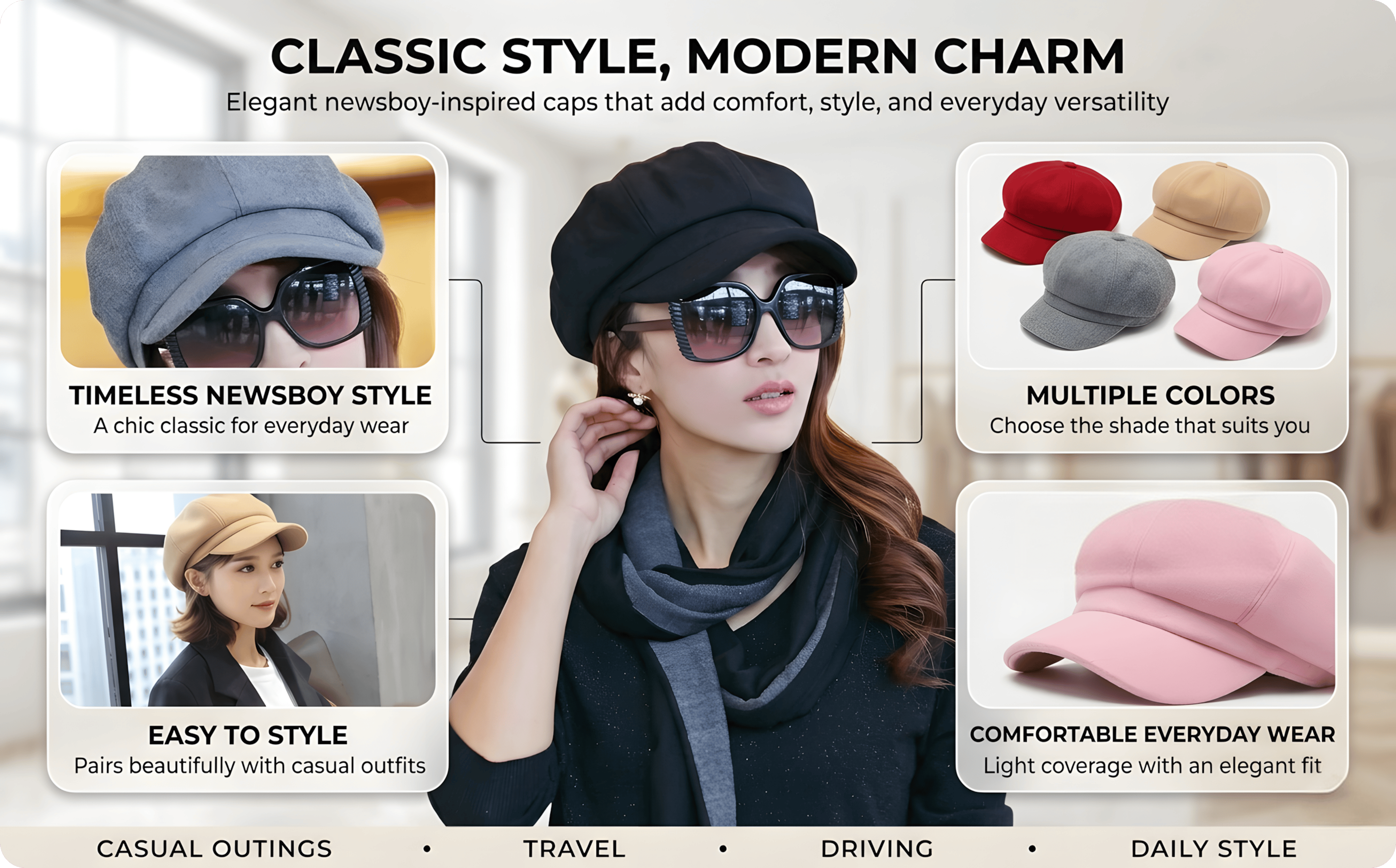 Women's New Arrivals Newsboy Gatsby Caps, Octagonal Baker Hats, Berets & Sunscreen Driving Hats – view 12