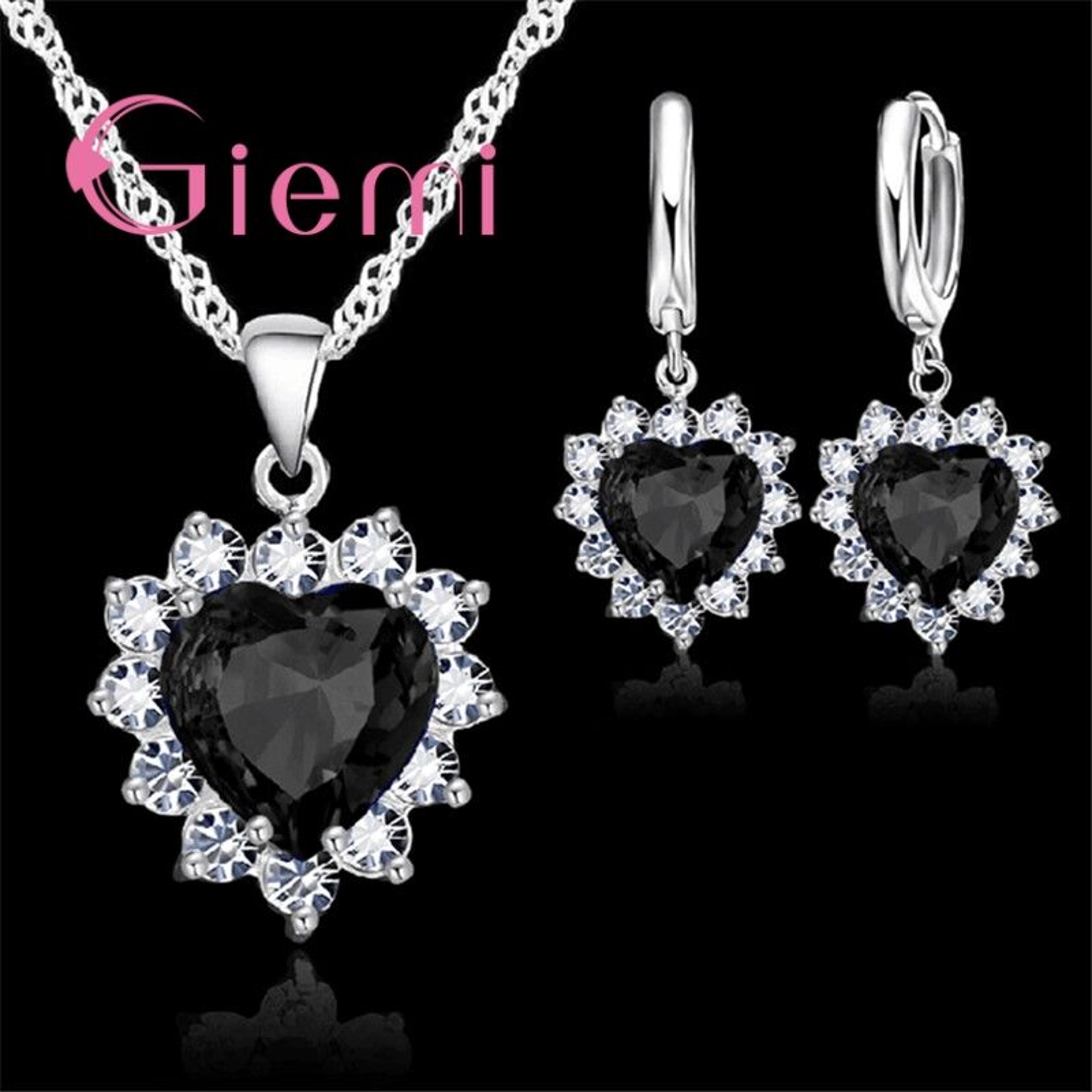 xA3wTrueLove925SterlingSilverJewelrySetsForWeddingWomenCubicZirconiaPendantNecklaceEar