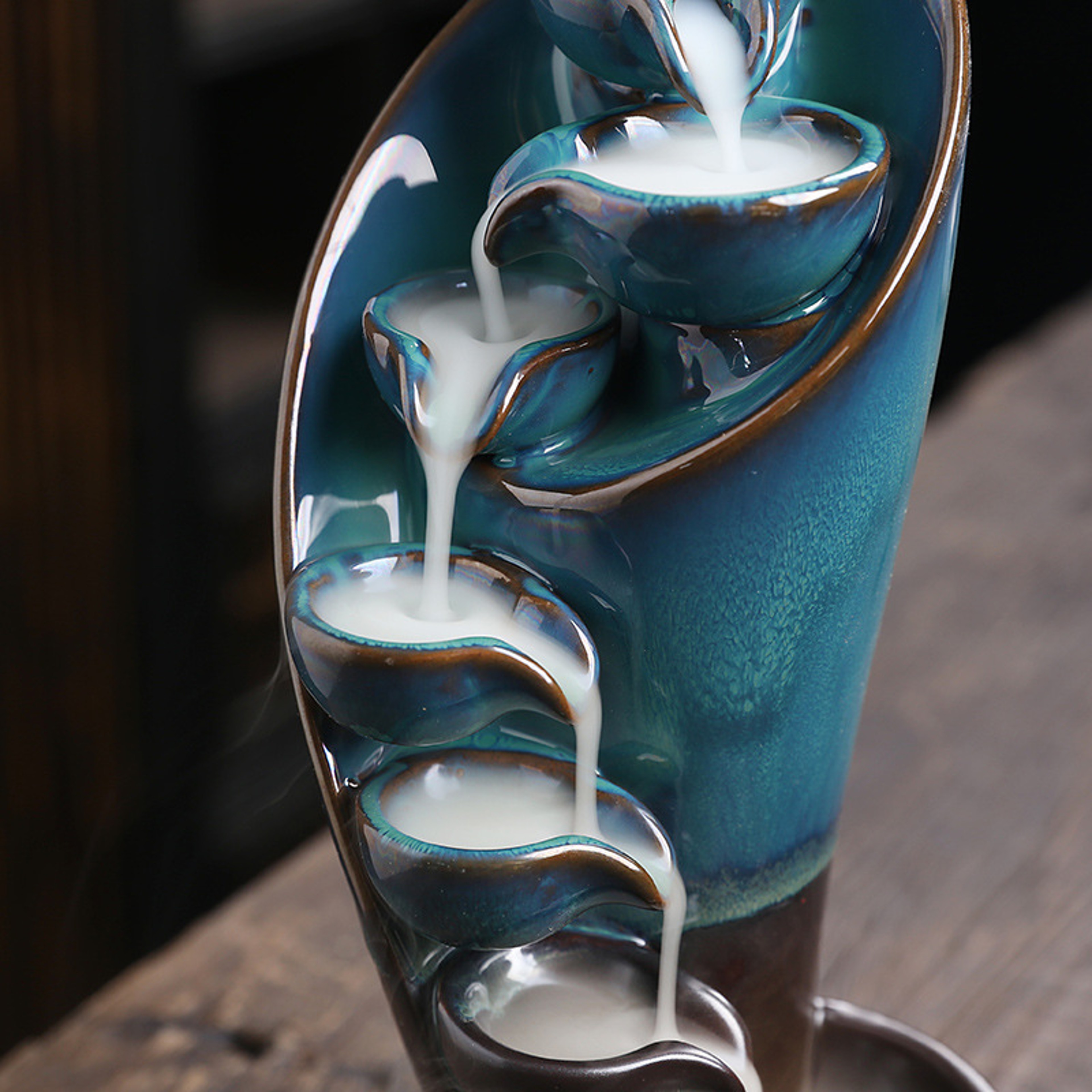 Handmade Torch Design Waterfall Incense Burner, Creative Ceramic Incense Holder, Portable Censer for Aromatherapy – view 3