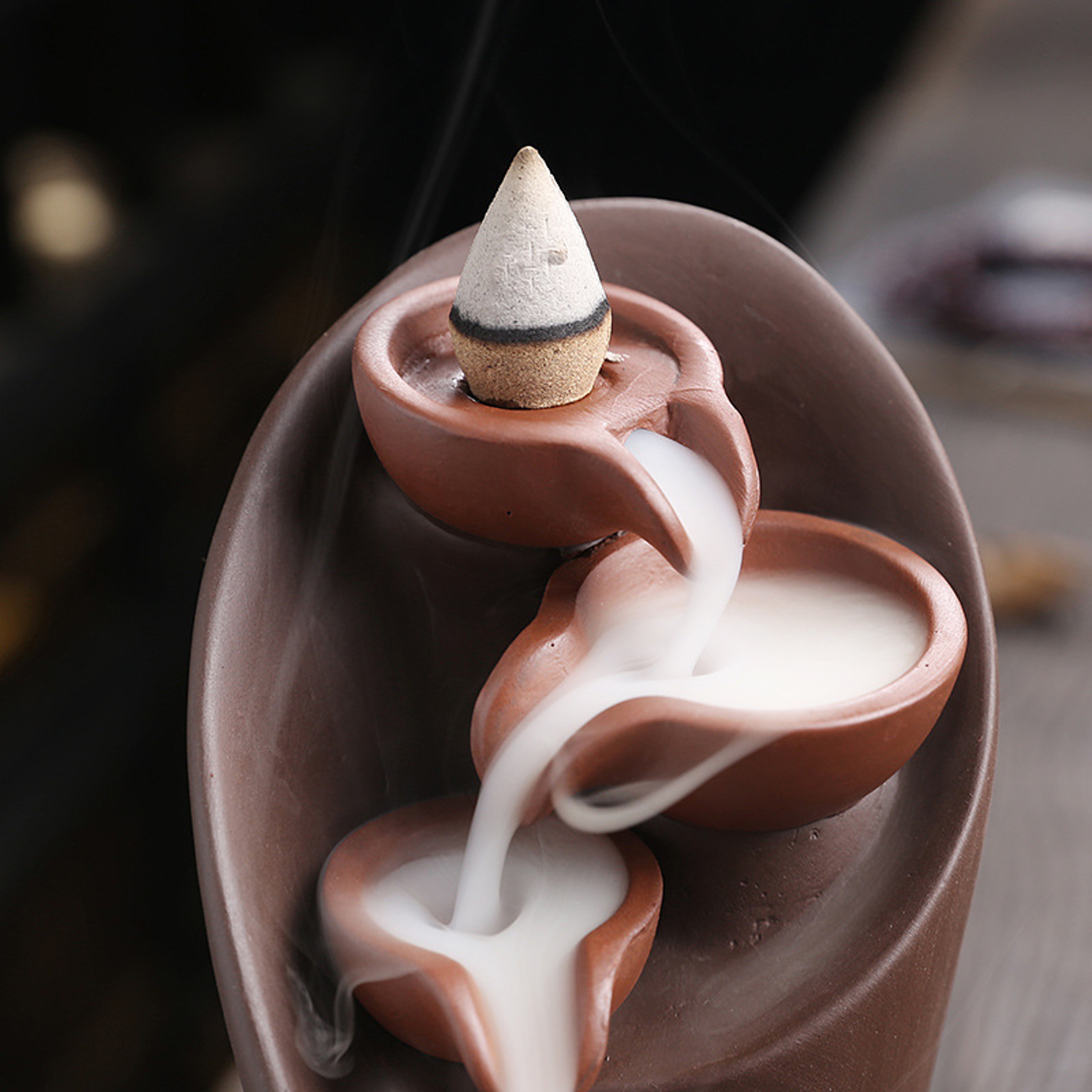 Handmade Torch Design Waterfall Incense Burner, Creative Ceramic Incense Holder, Portable Censer for Aromatherapy – view 4