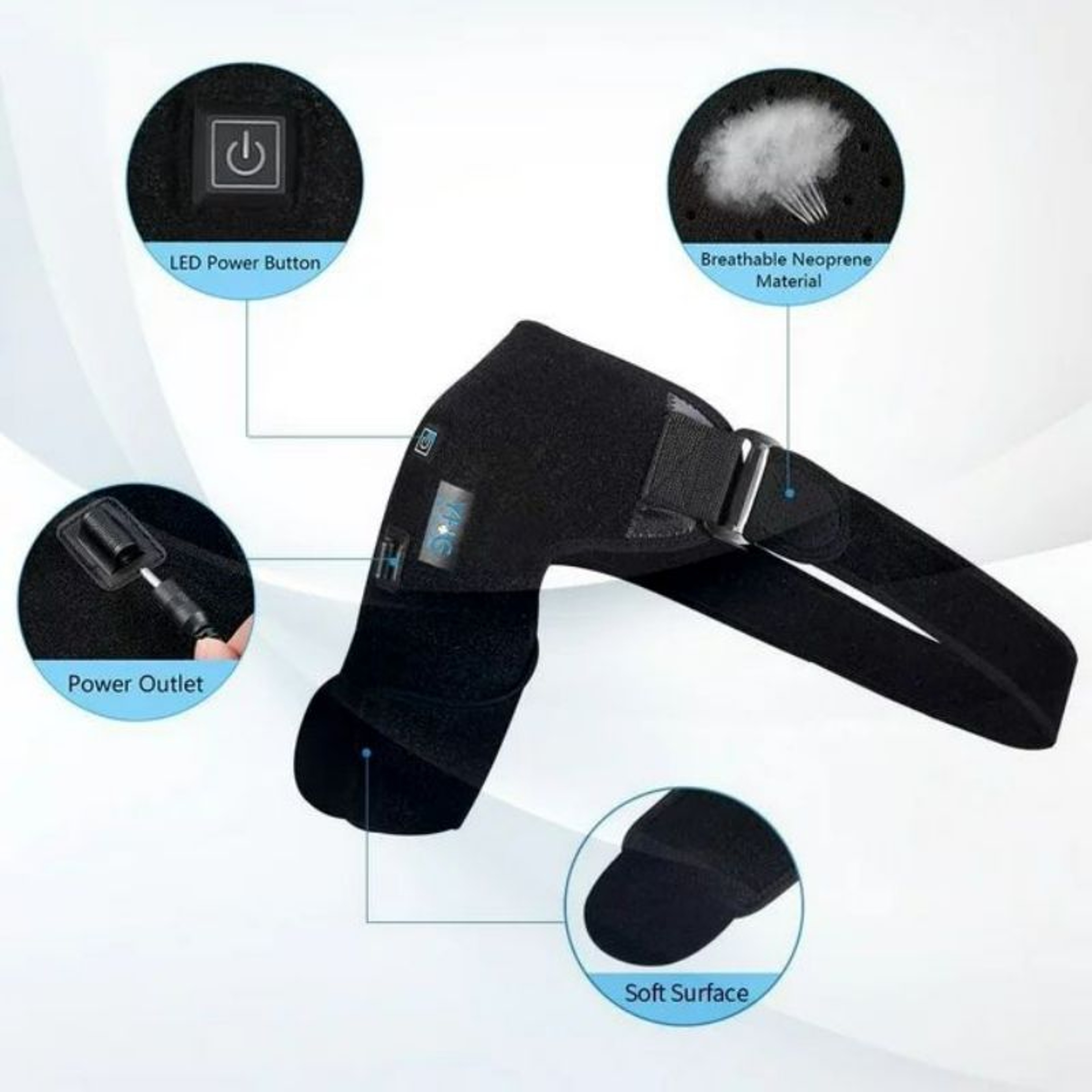 Adjustable Heating Shoulder Support Belt, Temperature Levels for Hot & Cold Therapy, Pain Relief, and Muscle Relaxation – view 4