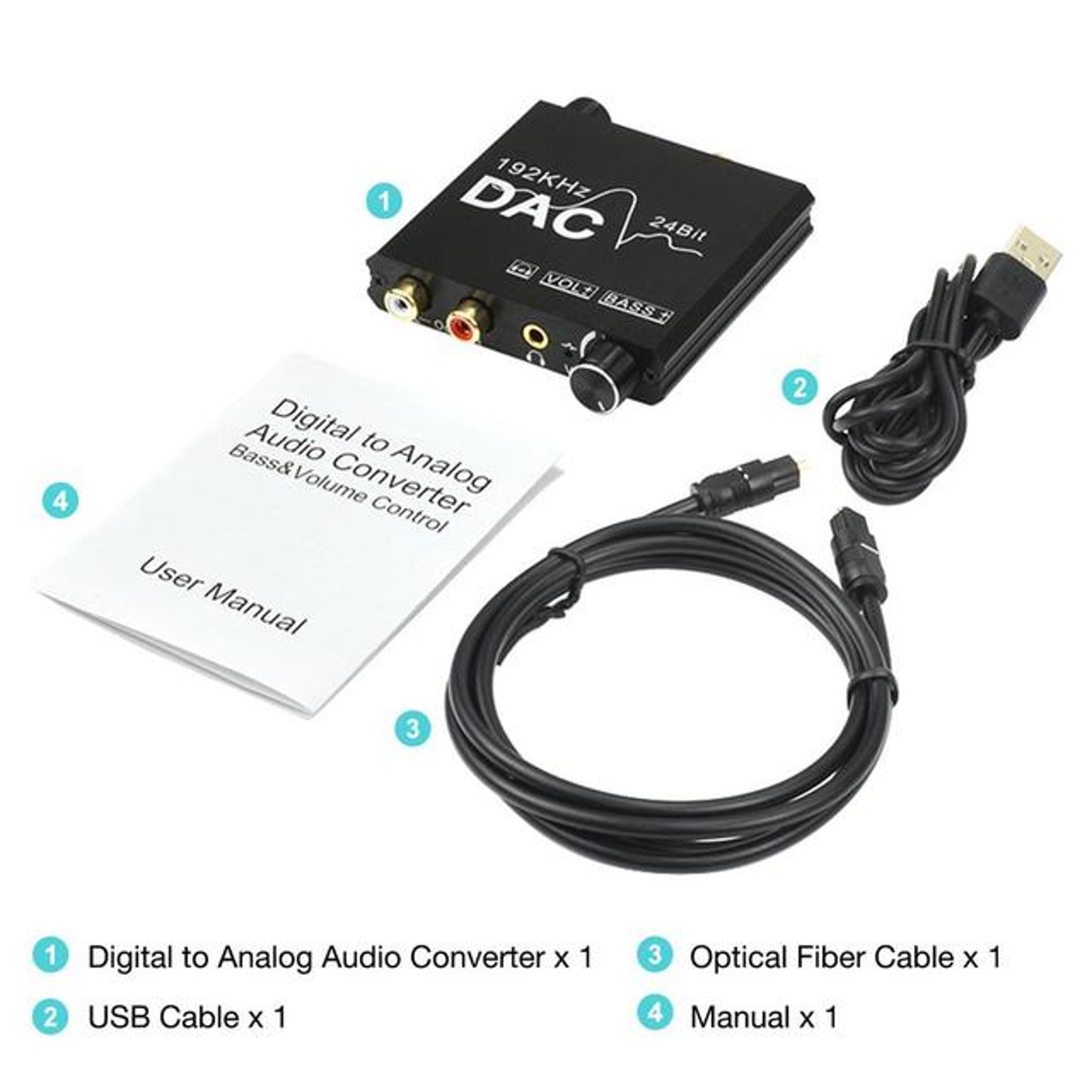 DAC Digital To Analog Audio Converter SPDIF Optical Toslink Coaxial To Stereo RCA LR  Jack Output 0