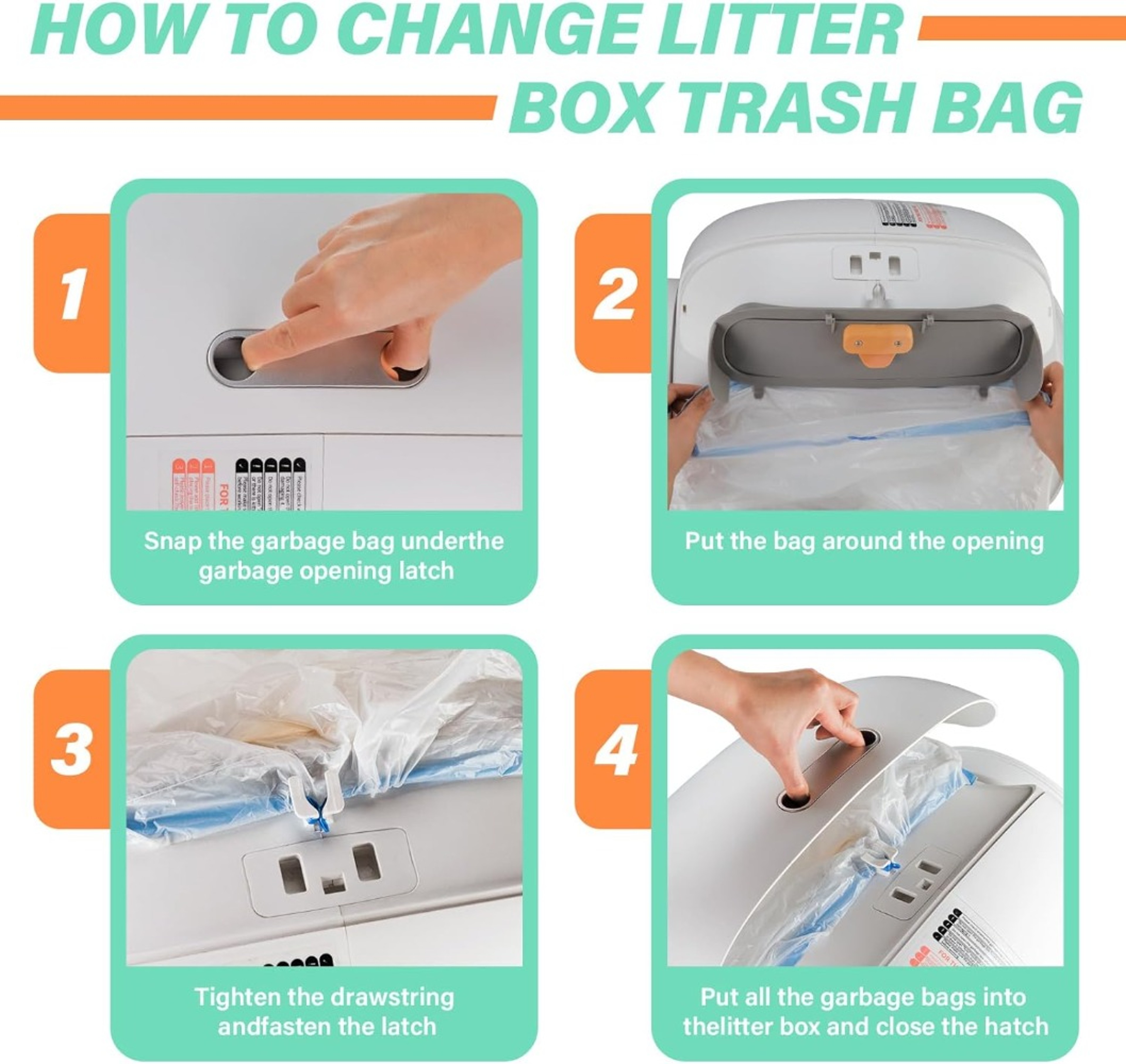 Drawstring Closure Cat Litter Bags 10 Rolls Tonepie SelfCleaning Litter Box Poop Bags For Easy Pet  3