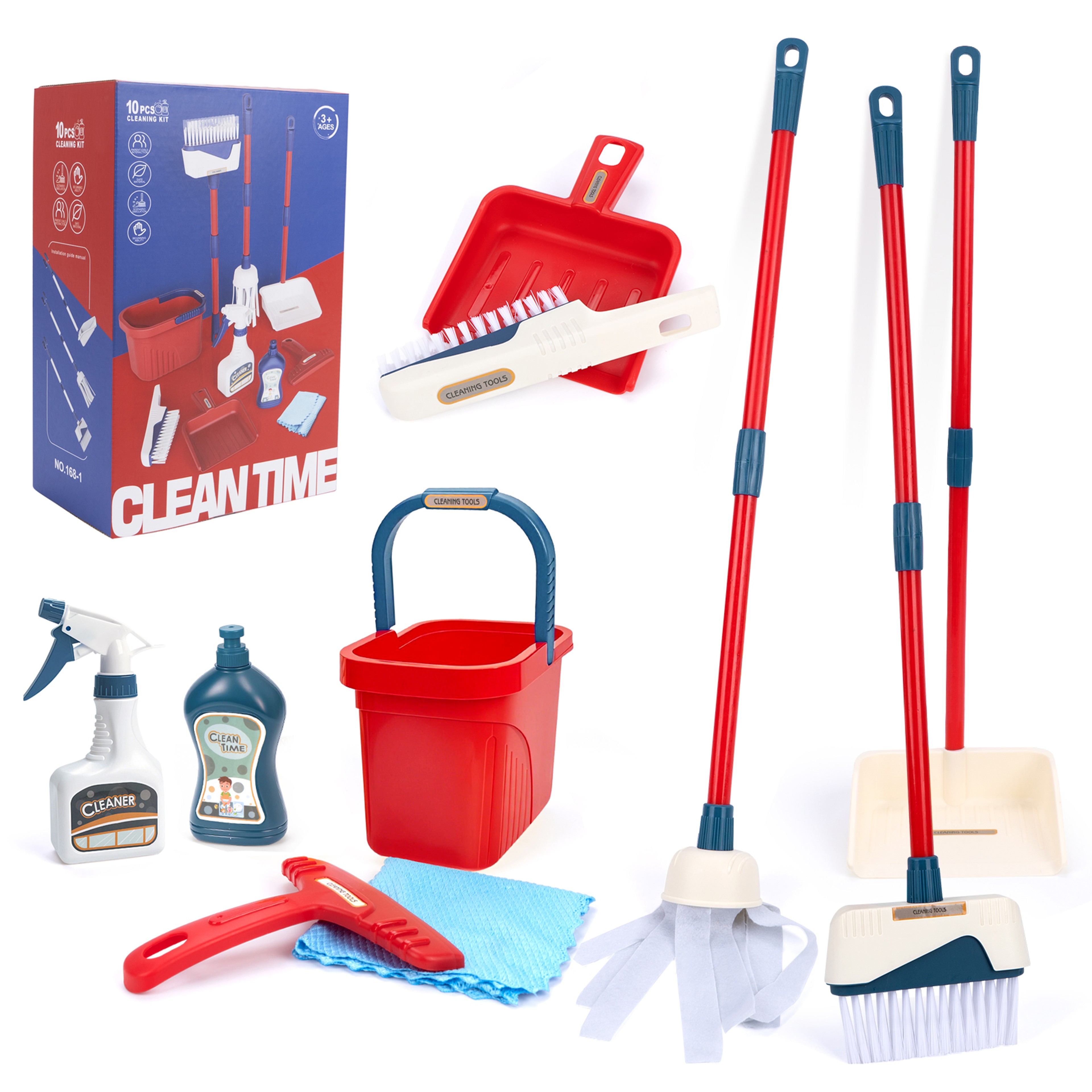 Kids Cleaning Set, Complete Housework Supplies Kit with Dustpan, Broom, Bucket & Mop, Fun Play House Toys – view 9