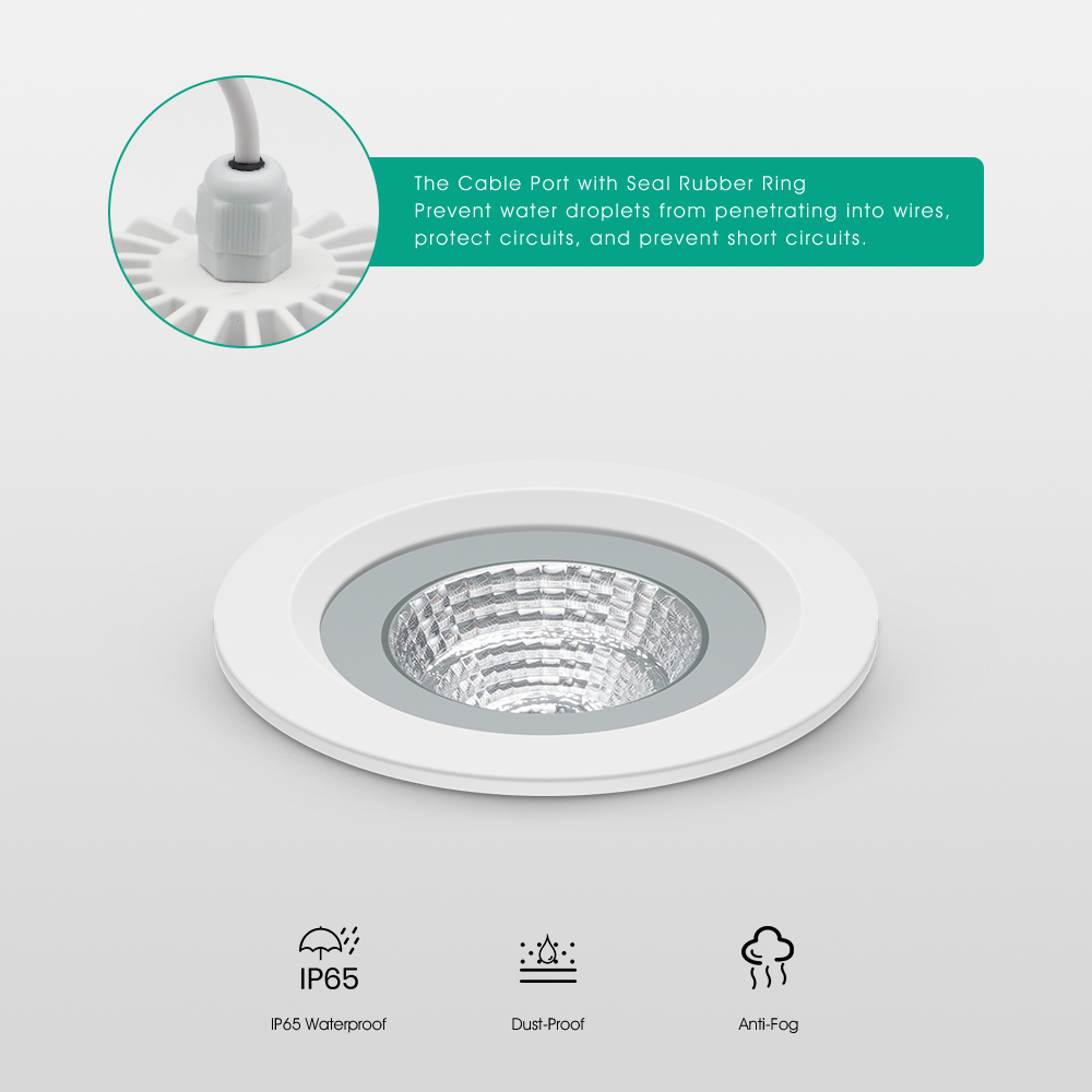 IP65 Waterproof LED Recessed Ceiling Light – Round Downlight, Spot Light for Sauna, Steam Bath, Kitchen Bathroom – view 3
