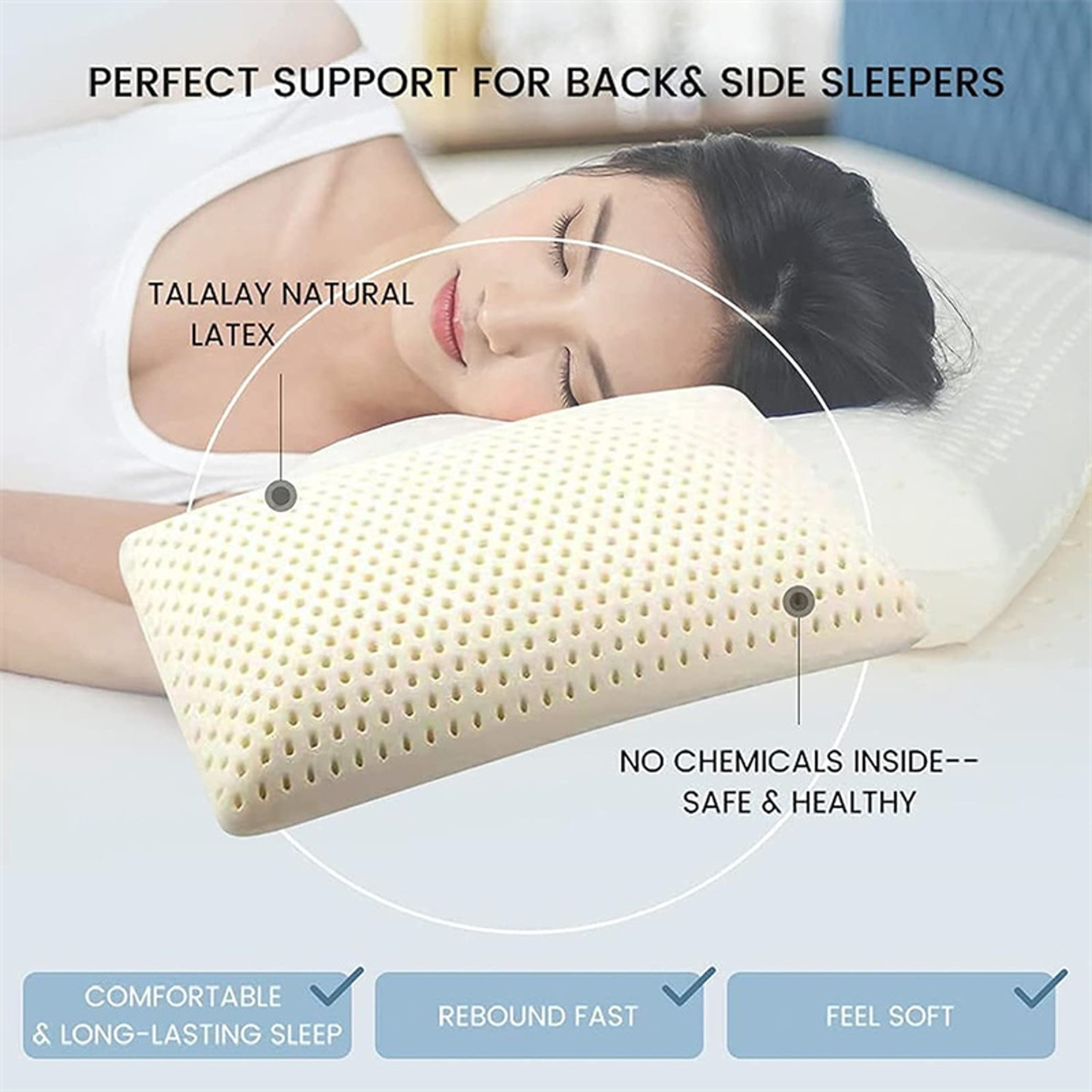 100% Natural Talalay Latex Pillow for Neck Pain, Orthopedic Cervical Support for Side, Back & Stomach Sleepers – view 5