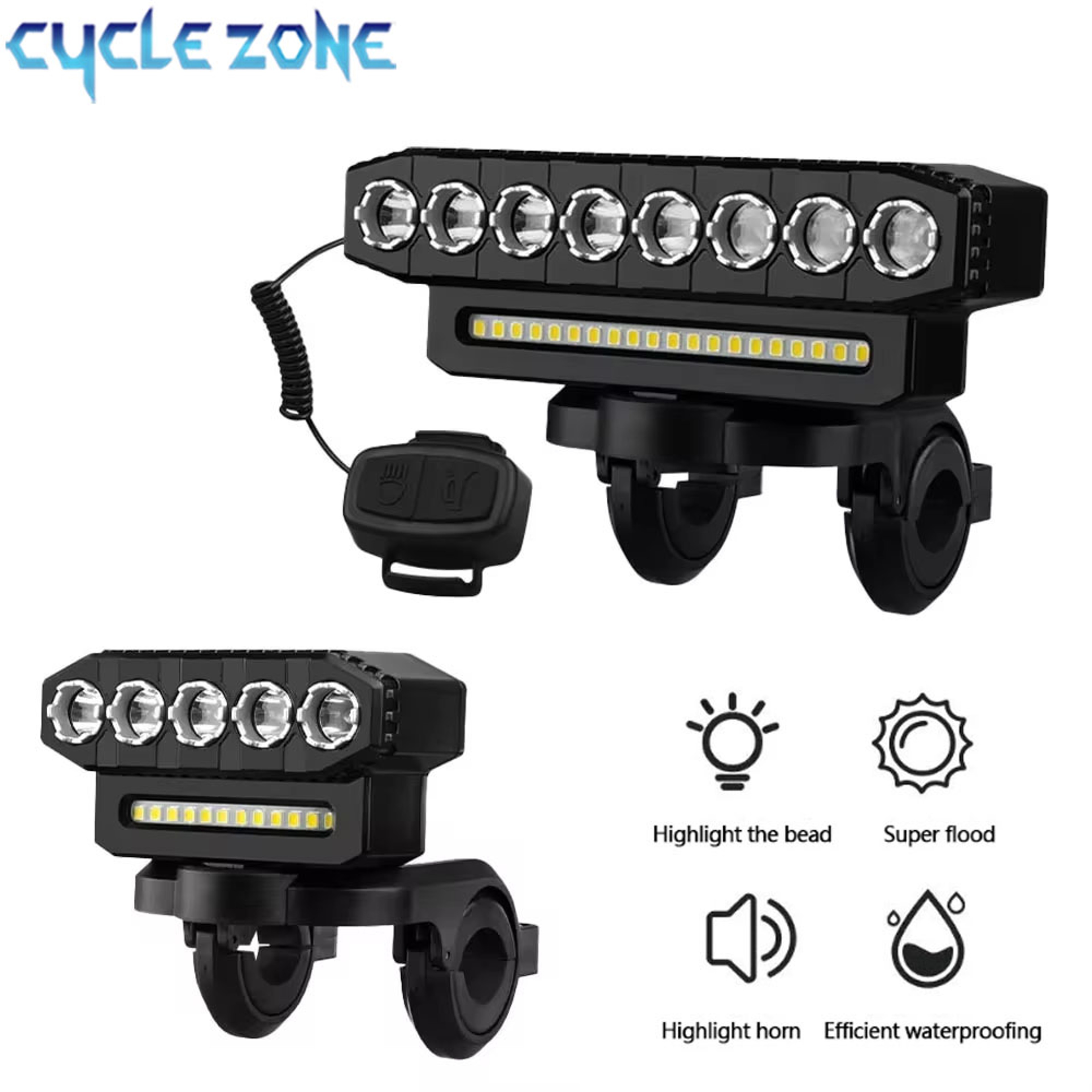 Rechargeable LED Bicycle Front Light with Bike Horn, Modes Bicycle Bell Light, USB Powered Cycling Headlight – view 1