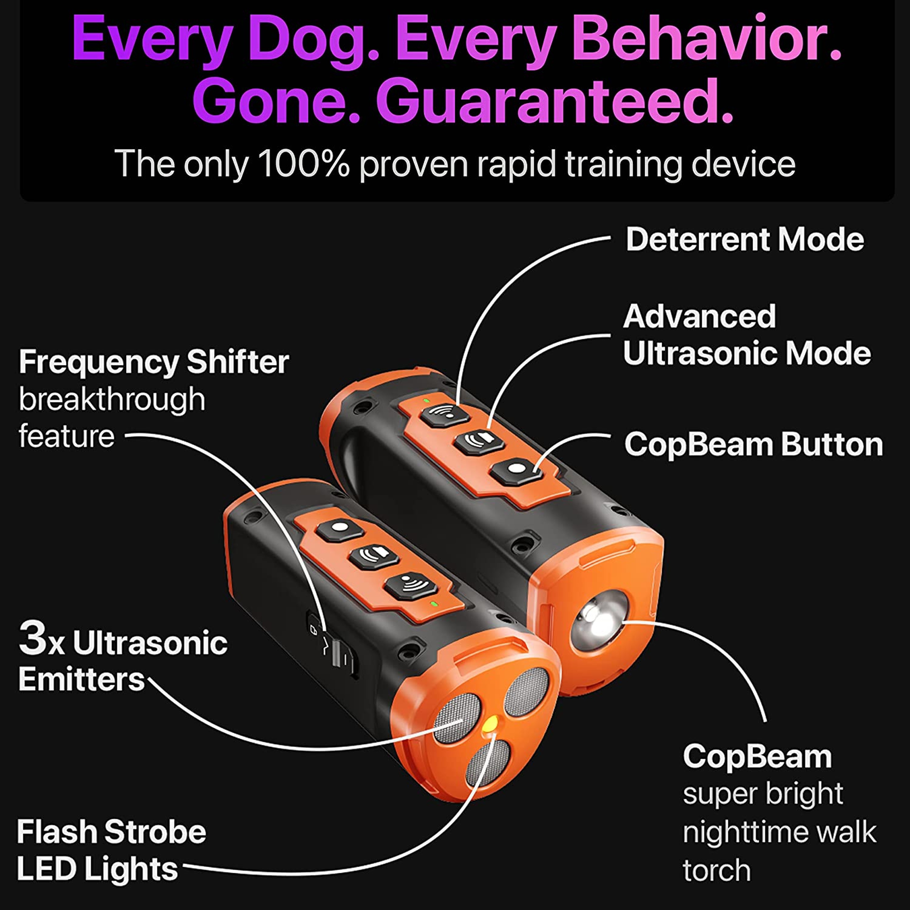 Rechargeable Release Pet Dog Repeller Ultrasonic Dog Training Device, Anti Dog Bark Deterrent Device With LED Flashlight – view 5