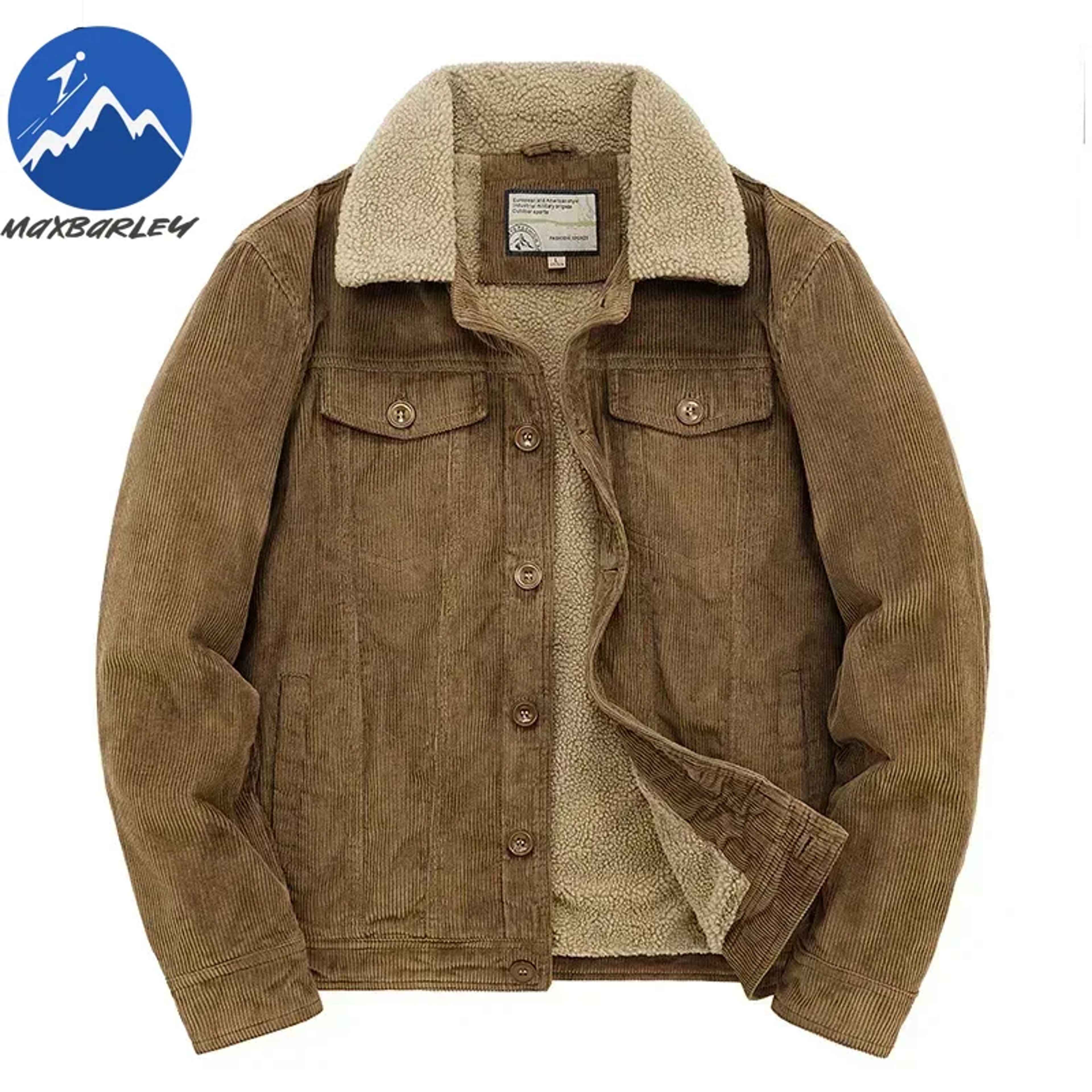 Winter Male Cotton Jackets Padded Warm Loose Parka Coat Corduroy Short Jacket Man Solid Fur Collar Windbreaker – view 3