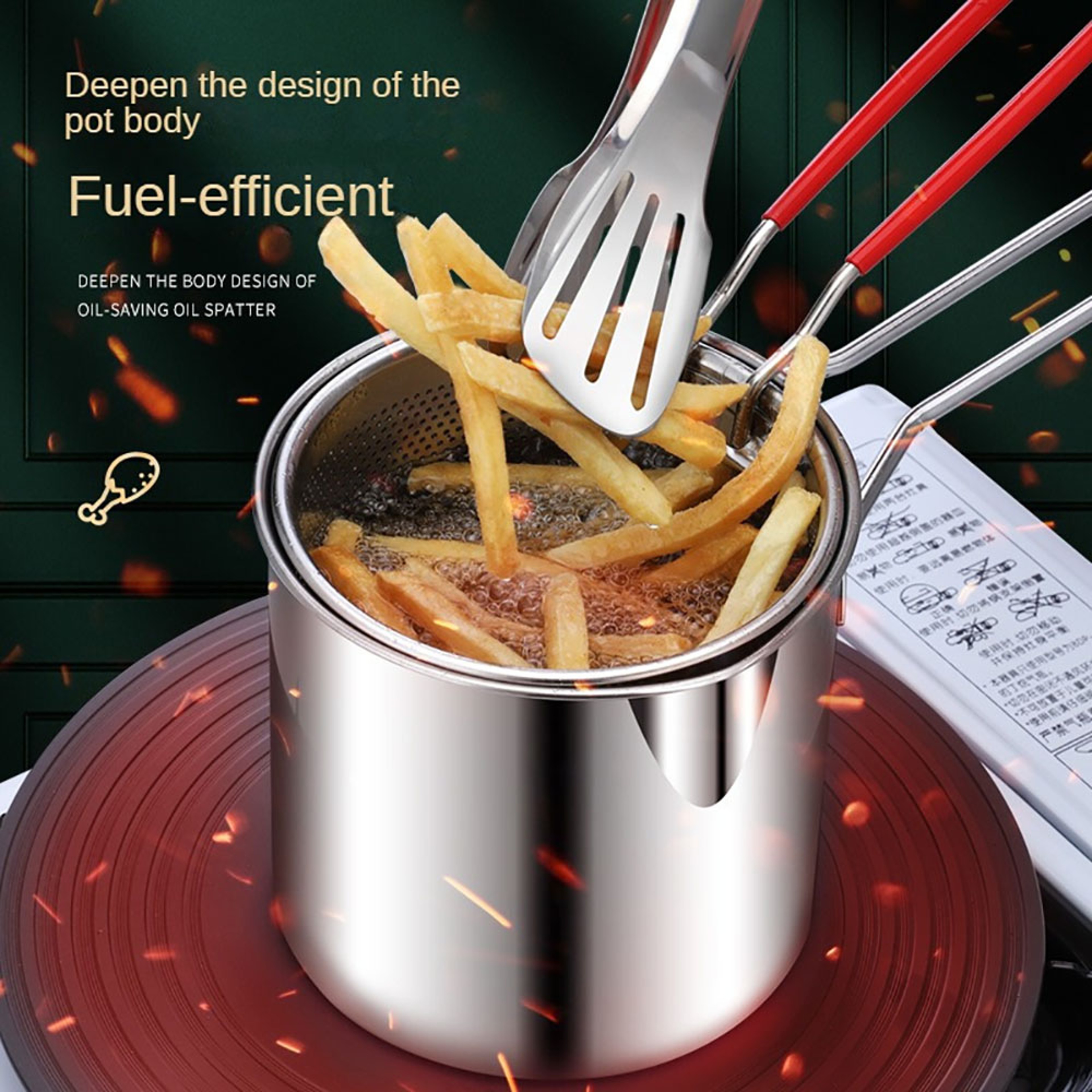 Premium Stainless Steel Strainer Basket for French Fries, Chicken, Cooking Pots, Stainless Steel Deep Fryer Pots – view 2