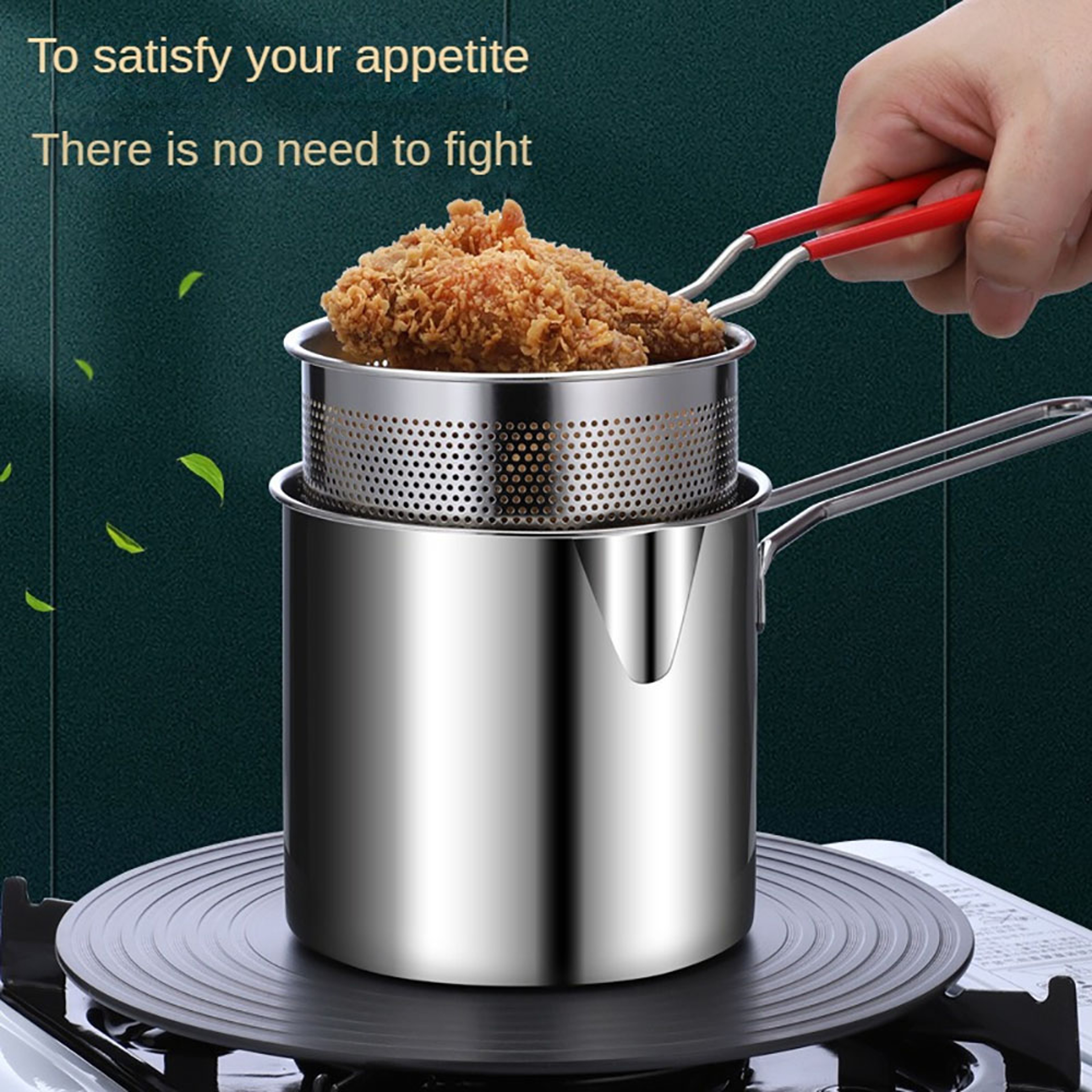 Premium Stainless Steel Strainer Basket for French Fries, Chicken, Cooking Pots, Stainless Steel Deep Fryer Pots – view 3