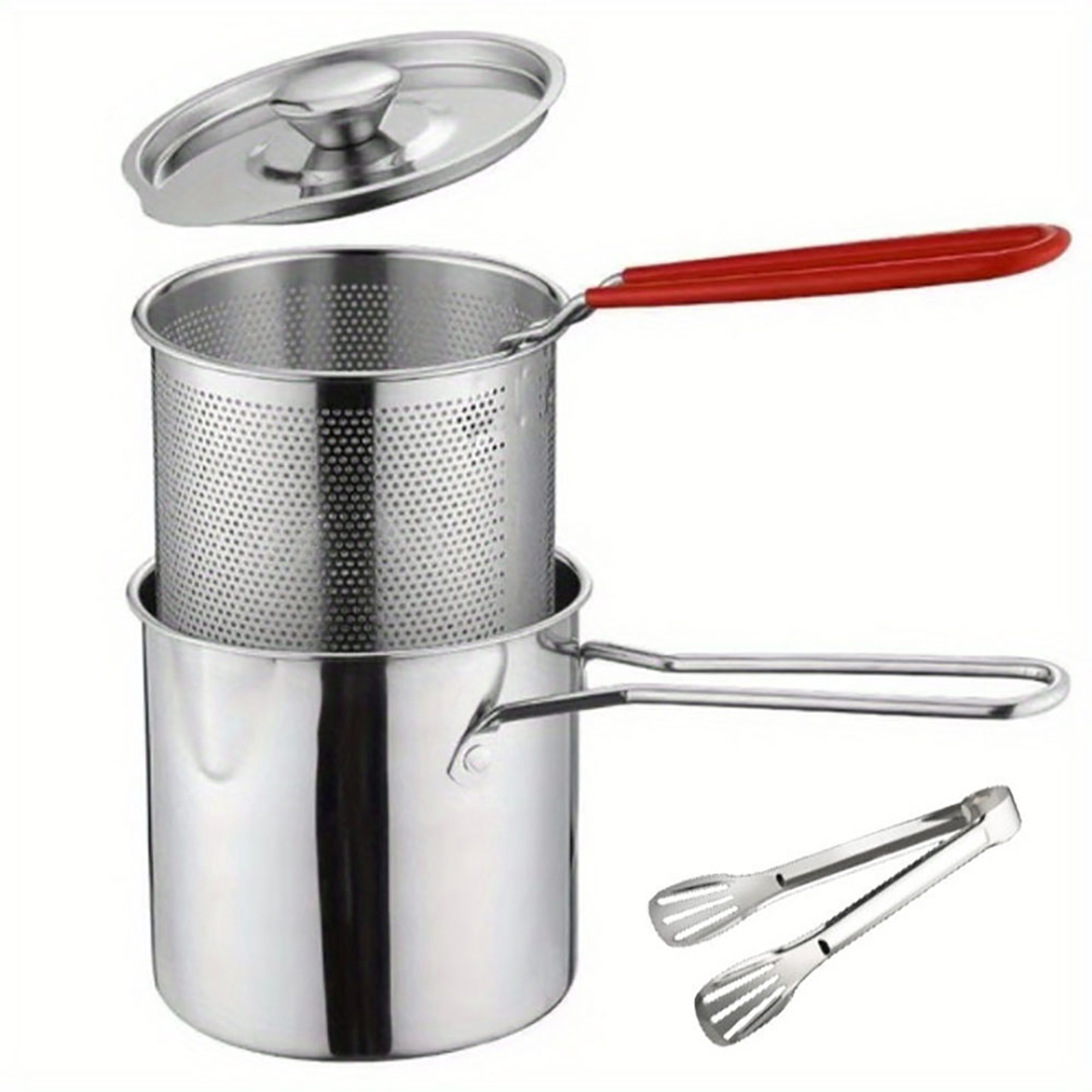 Premium Stainless Steel Strainer Basket for French Fries, Chicken, Cooking Pots, Stainless Steel Deep Fryer Pots – view 7