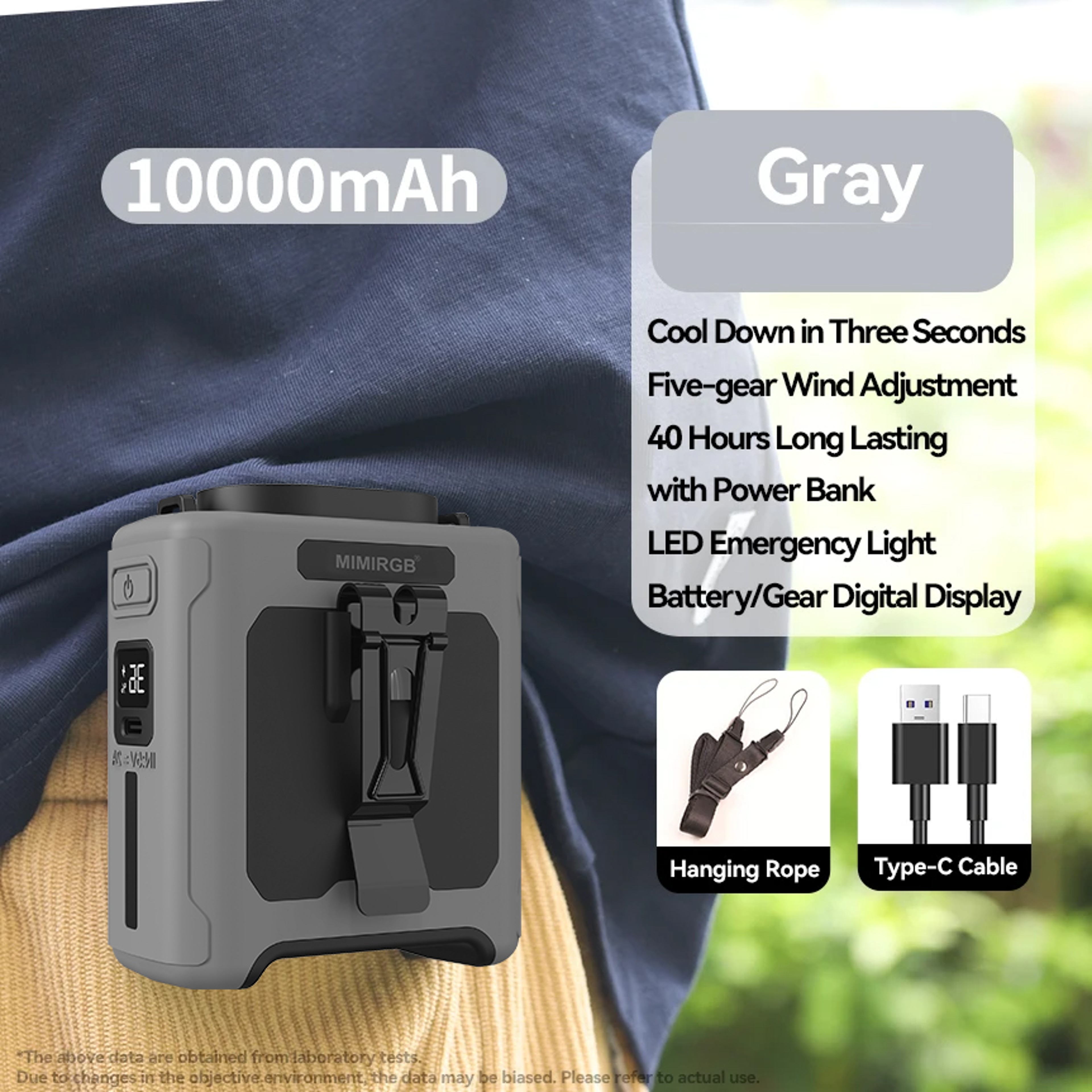 Waist Fan Portable with LED Lighting & Power Bank, Hanging Neck Cooling Fan Speed Strong Airflow for Outdoor Work – view 9