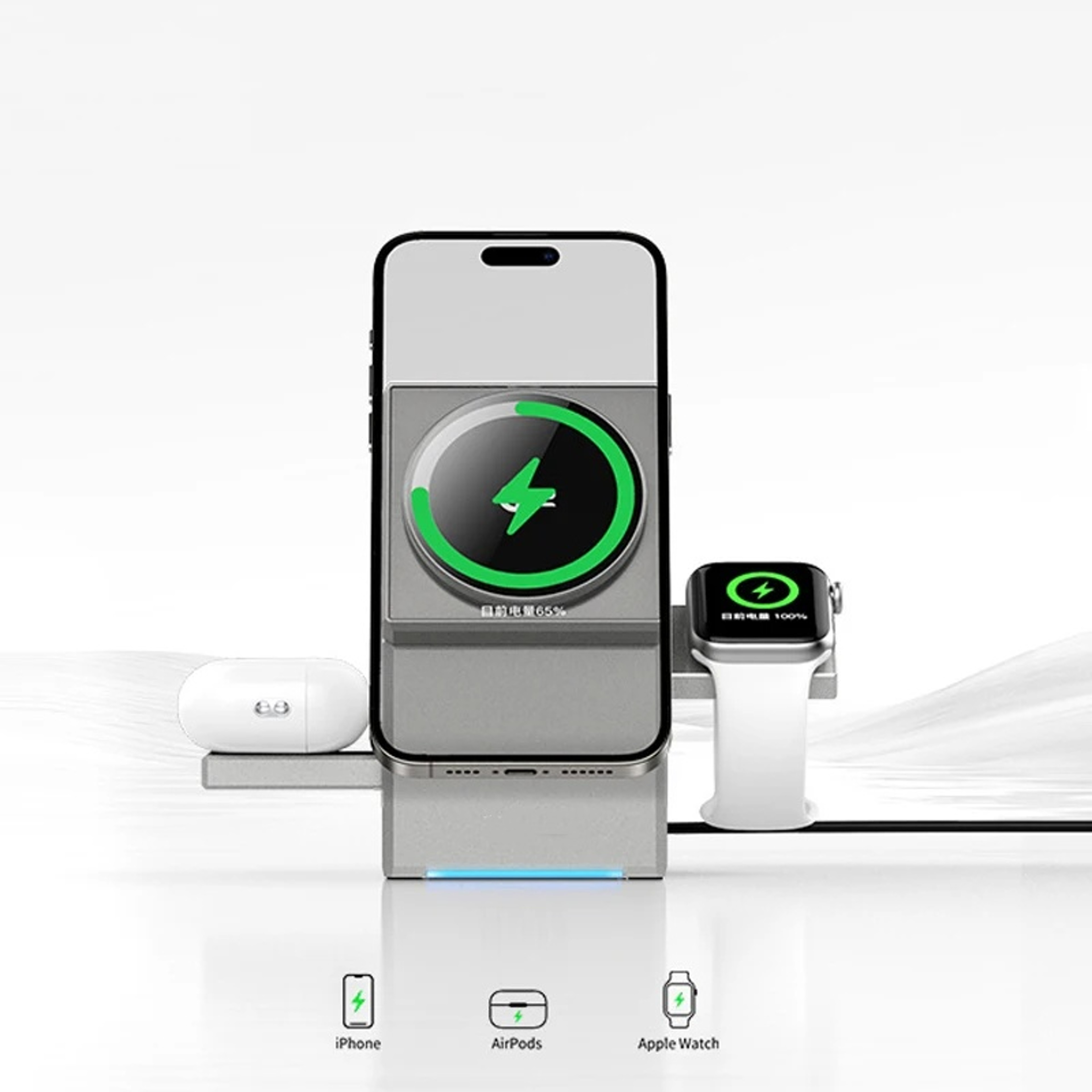Touch Autorotation MagSafe Magnetic Wireless Charger for Android, iPhone, iWatch & AirPods Fast Charging Dock Station – view 2