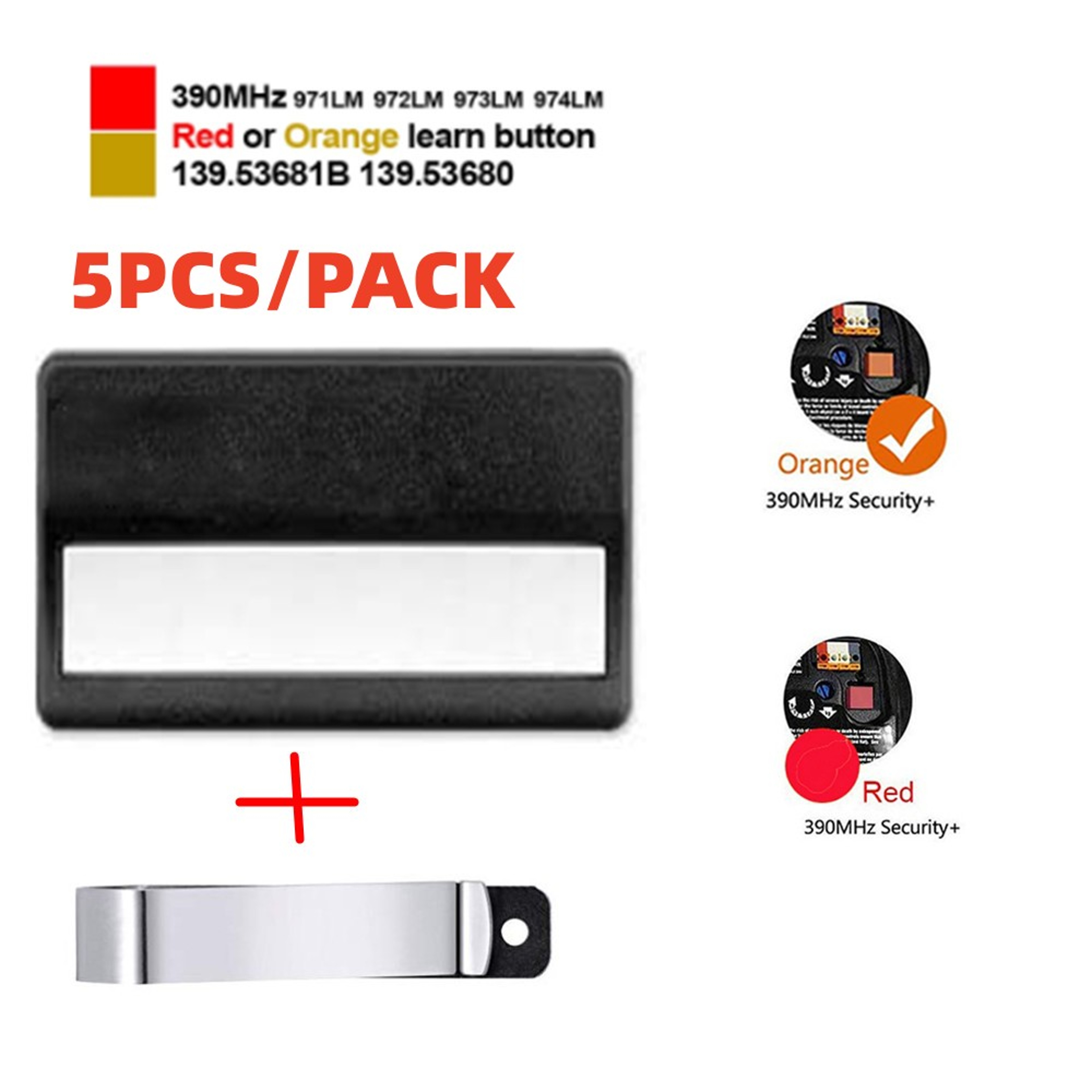 Orange Button Remote Control, Garage Door & Gate Opener Remote with Clip, Universal Replacement – view 7