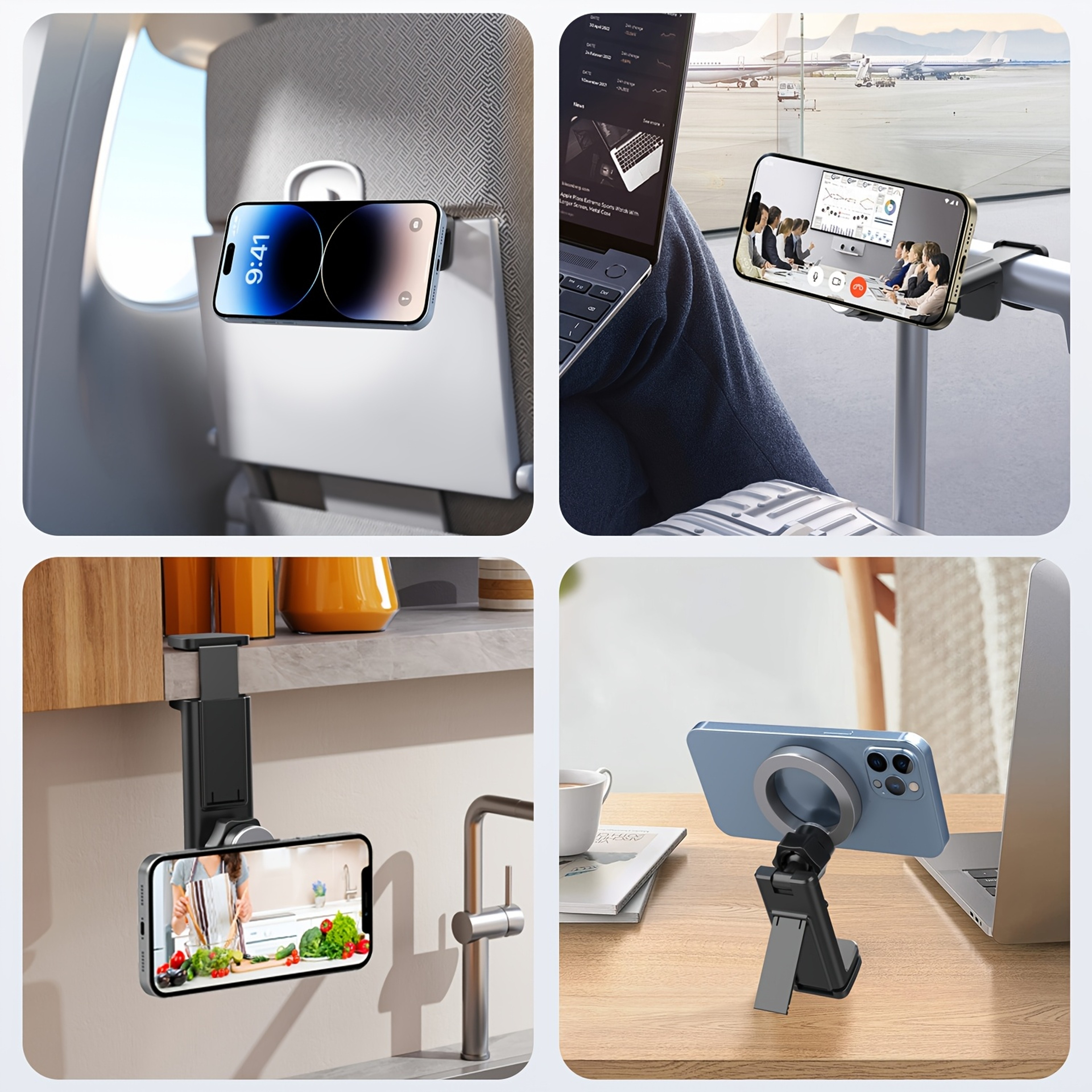 Universal Magnetic Cell Phone Holder, Airplane Travel Essentials Tray Table Phone Mount & Adjustable Desktop Holder – view 5
