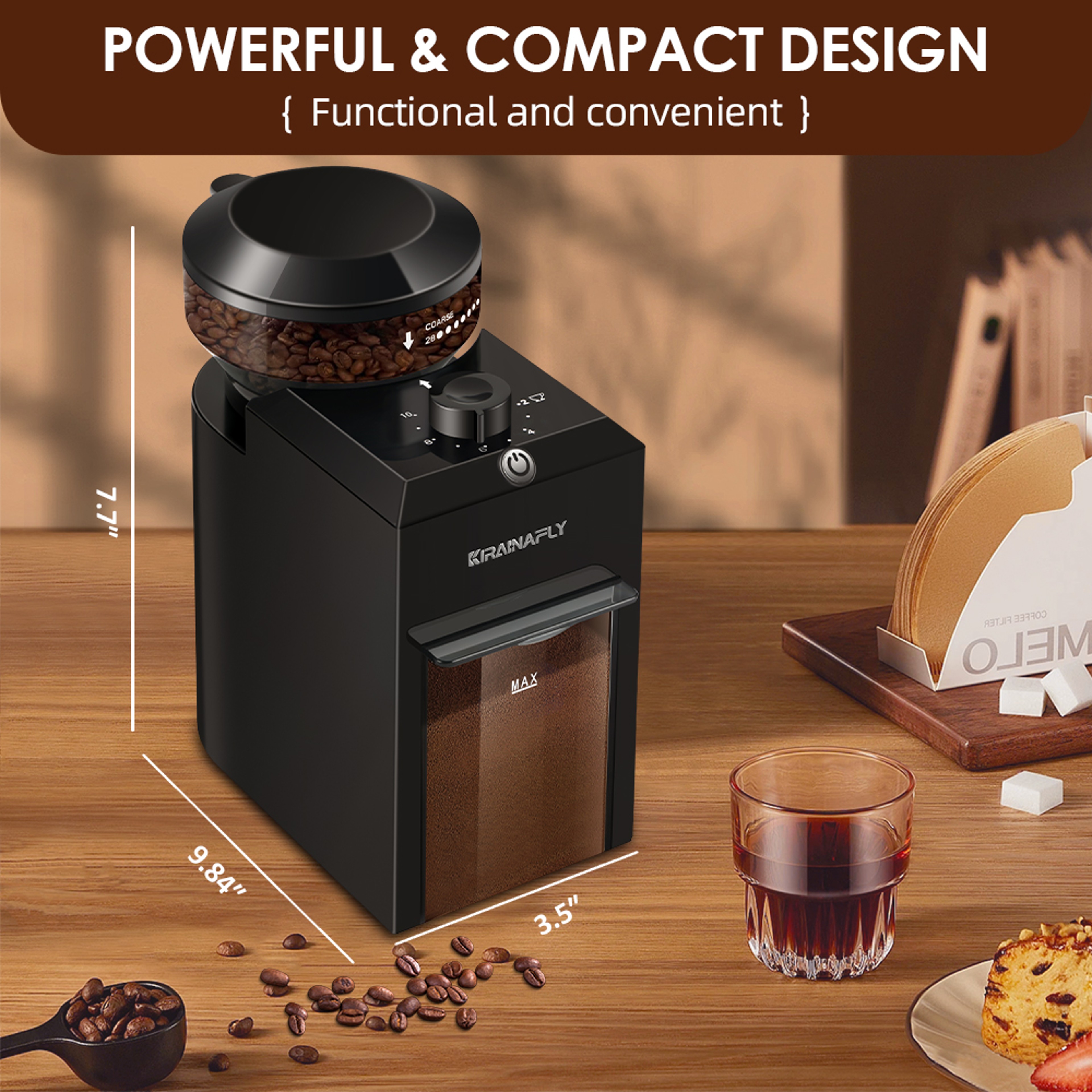 Electric Automatic Burr Mill Coffee Grinder With Adjustable Grind Settings Precision Coffee Bean Gr 5