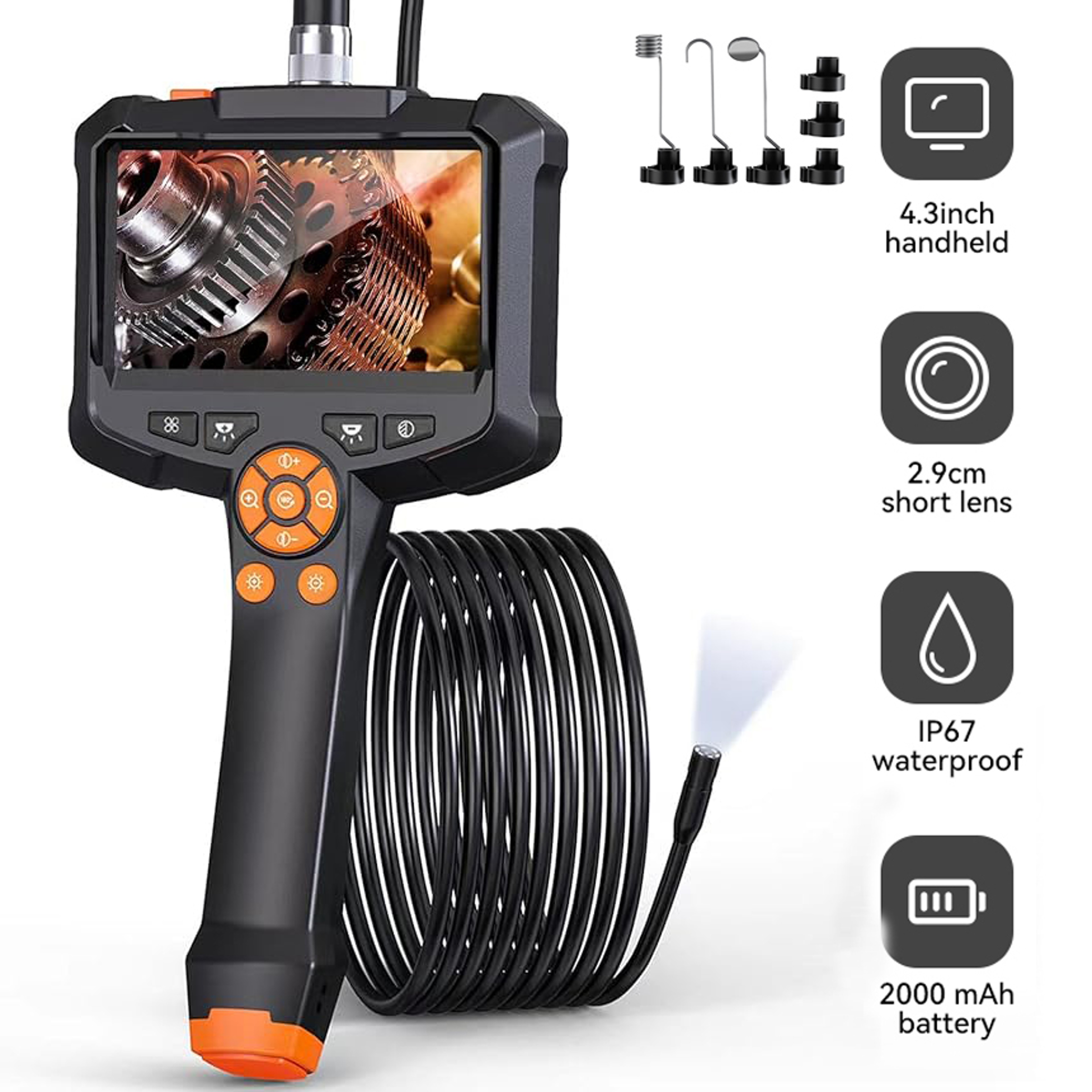 Industrial Endoscope Camera Single Dual Lens HD Waterproof IP67 Car Borescope Inspection Camera Wit