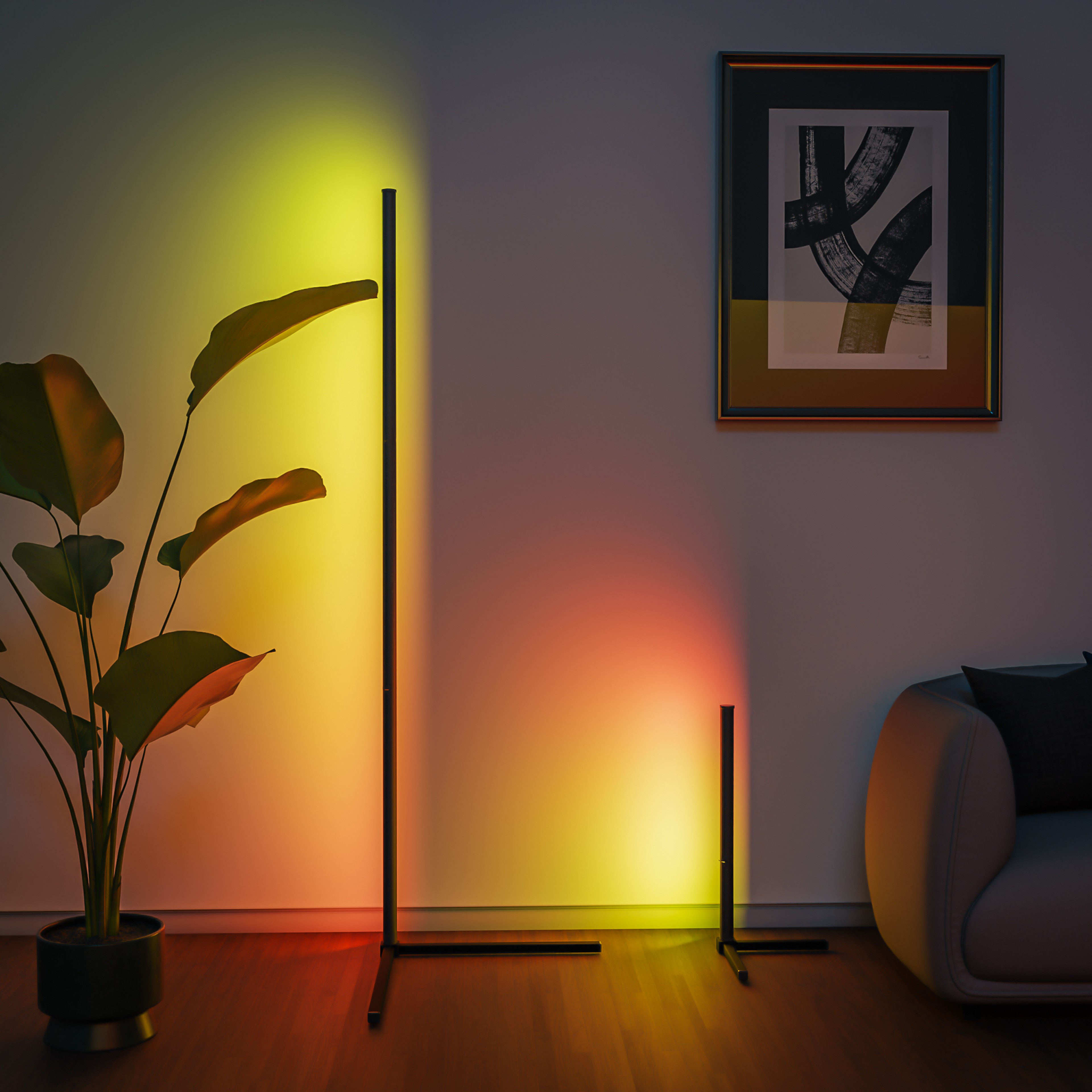 Smart Corner Floor Lamp RGBIC Colors, APP-Controlled Dimmable LED Music Sync Stand Light for Bedroom, Gaming Setup – view 1