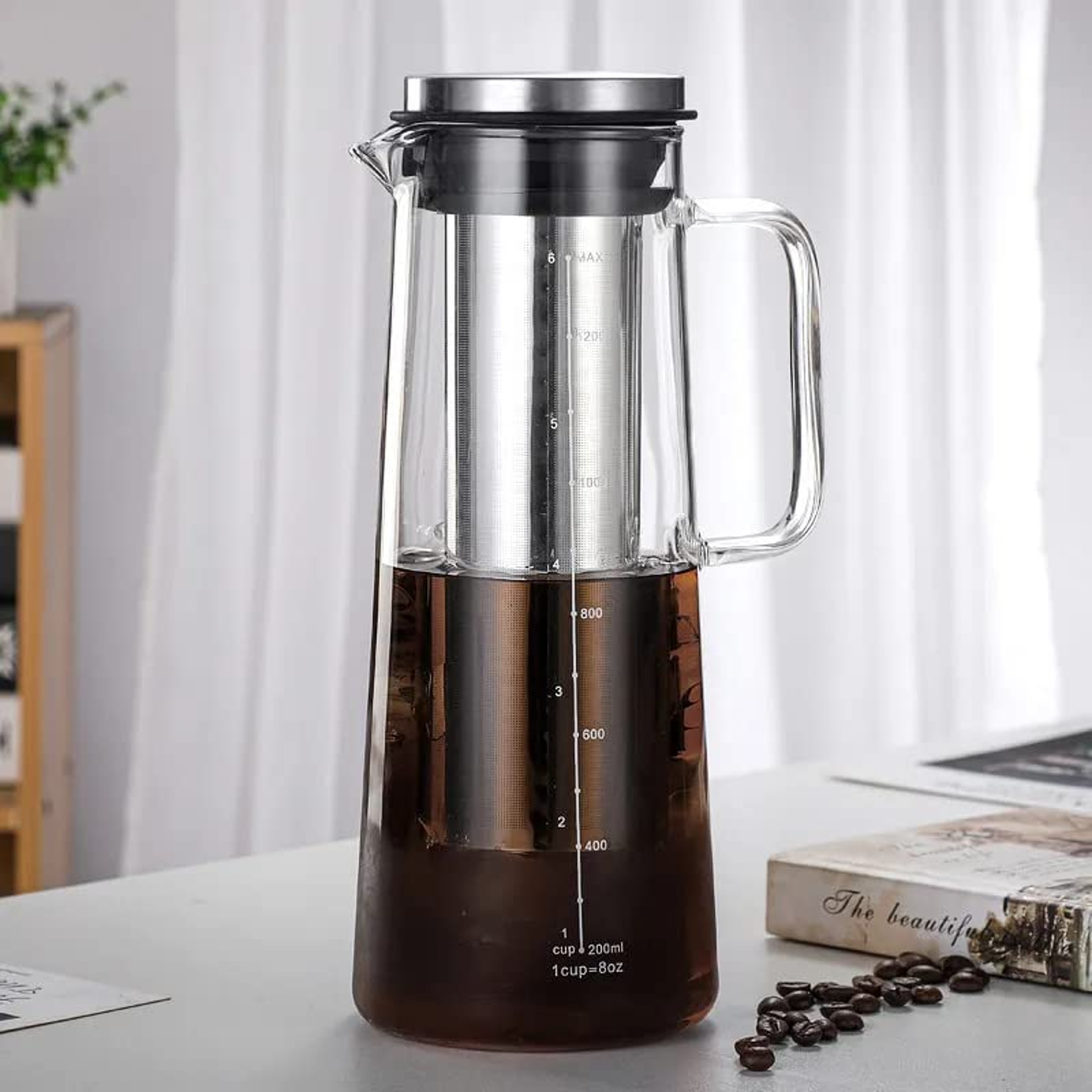 Leeseph Airtight Cold Brew Iced Coffee Maker and Tea Infuser, Glass Carafe with Stainless Steel Filter – view 2