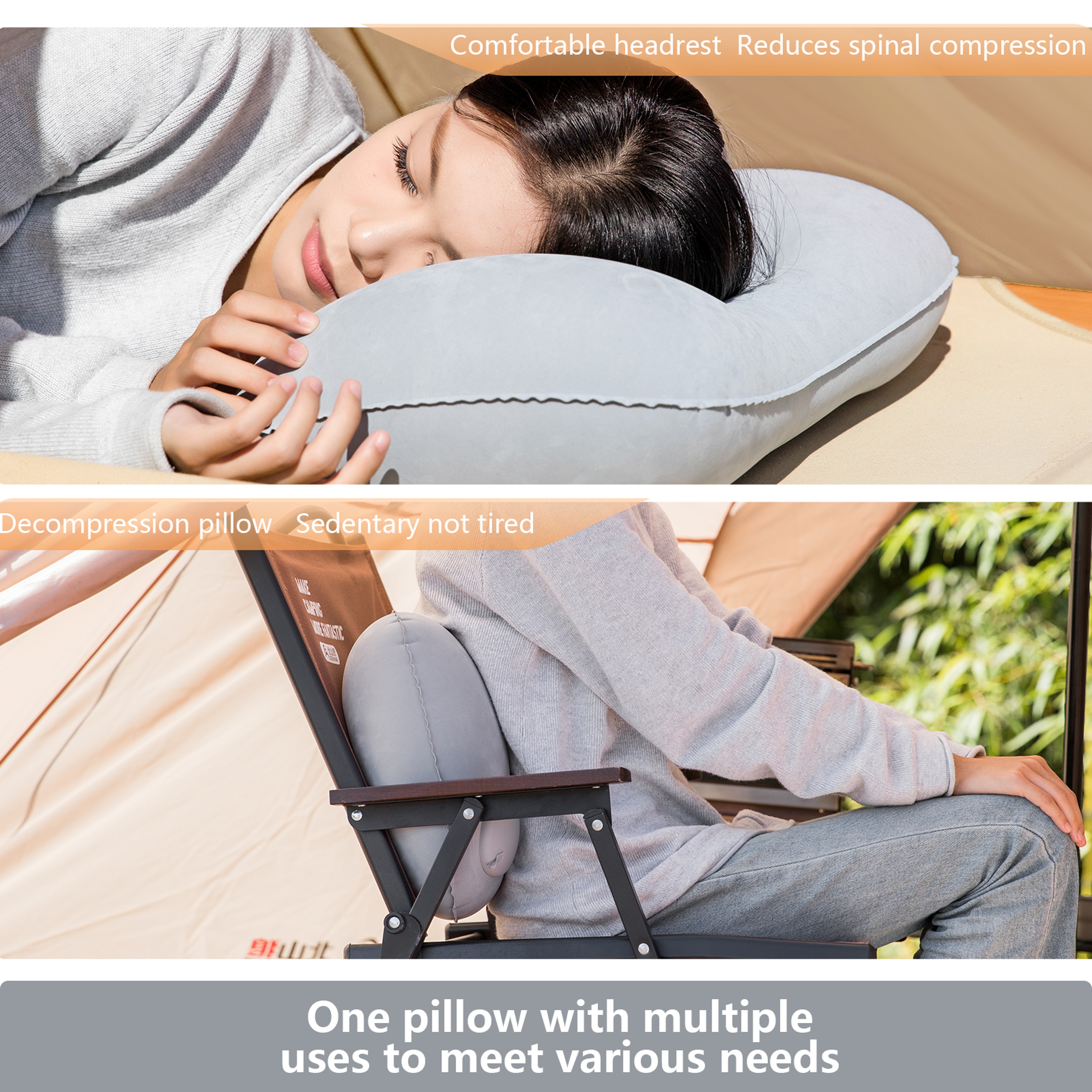 Ultralight BISINNA Camping Inflatable Pillow, Portable Travel Hiking Air Pillow for Neck & Lumbar Support Outdoors – view 5