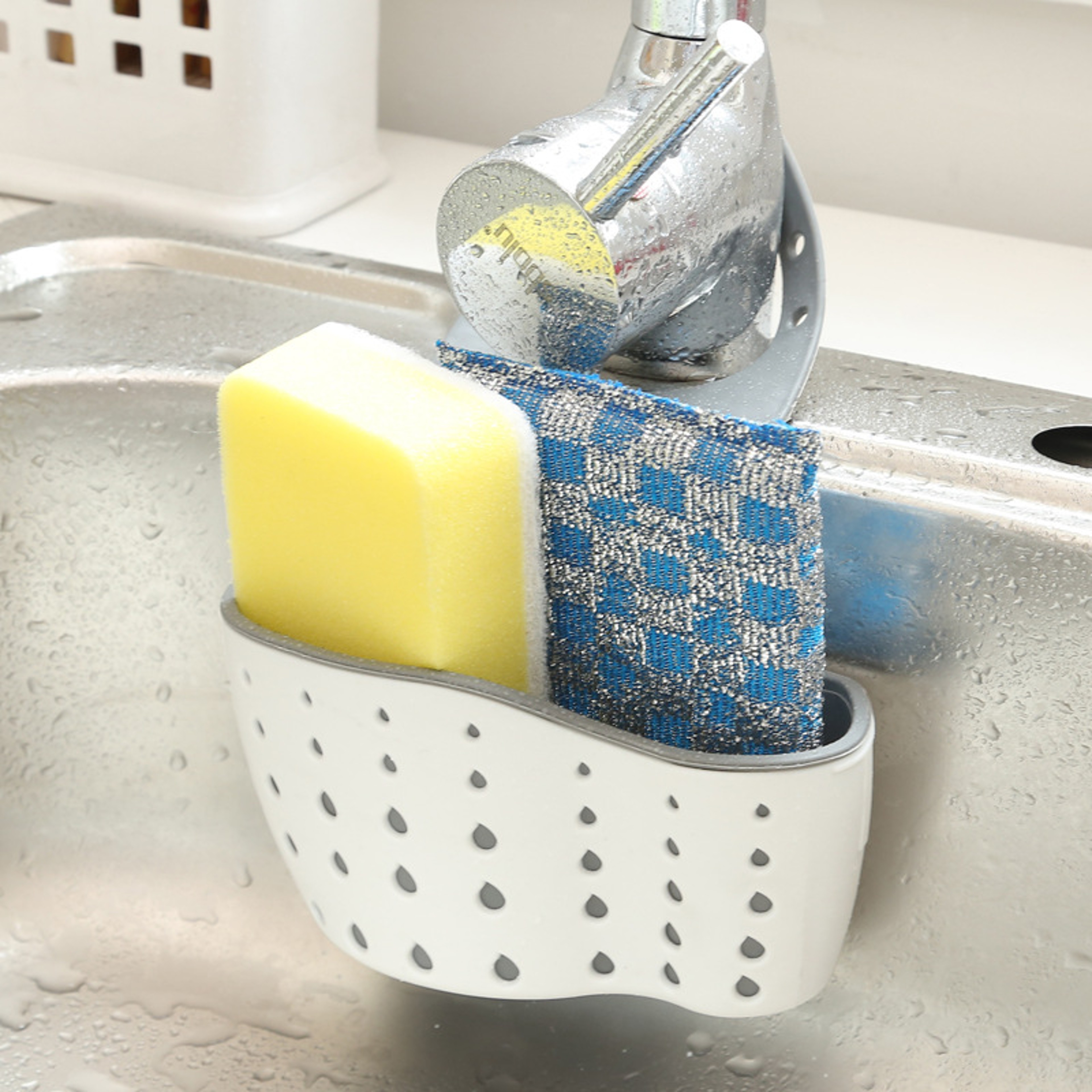 Multi-functional Double-layer Sink Hanging Bag Faucet Sponge Holder Basket Kitchen Rack & Storage Sink Accessories – view 8