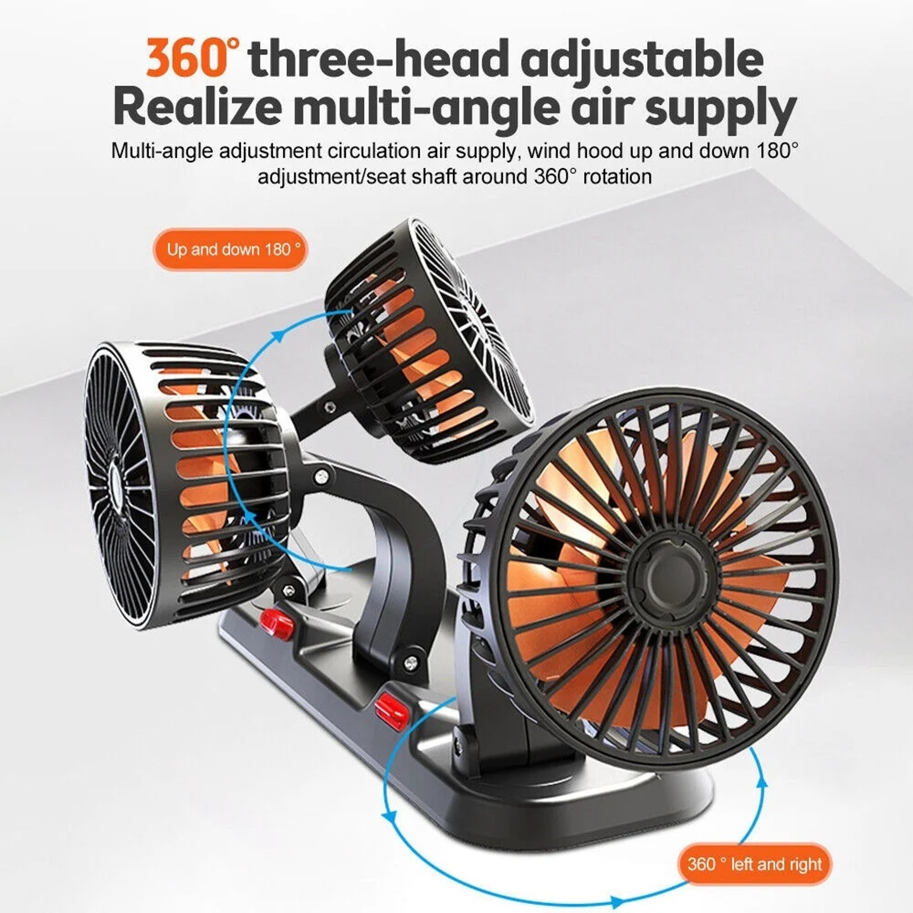 Adjustable Head Car Fan USB Automotive Electric Fan Silent Dual Speed Air Fan For Office Home  Vehi 1