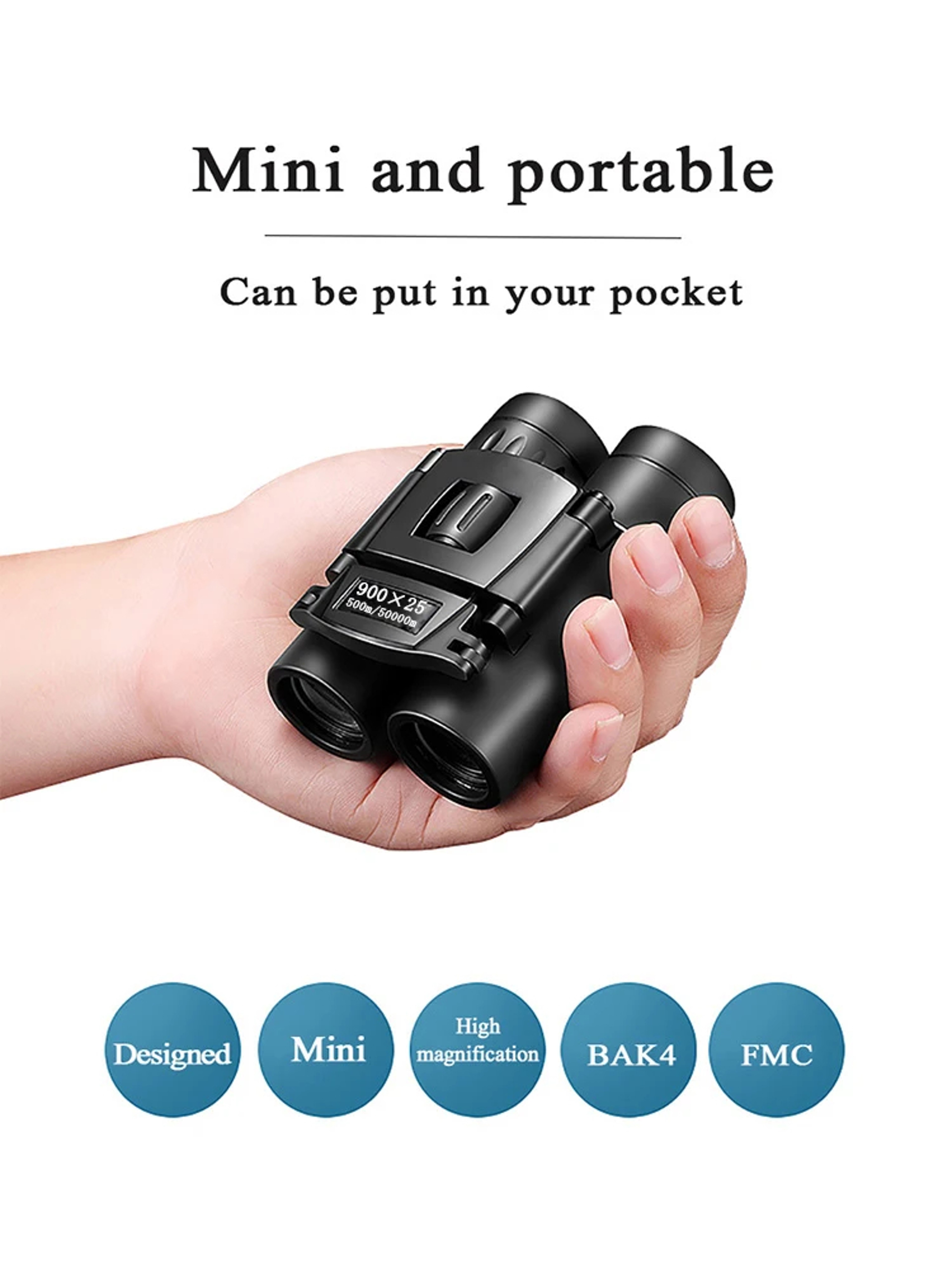 HD Zoom Portable Powerful Binoculars Long Range BAK4 Telescope Jumelles Folding Low Light Binoculars for Hunting, – view 2