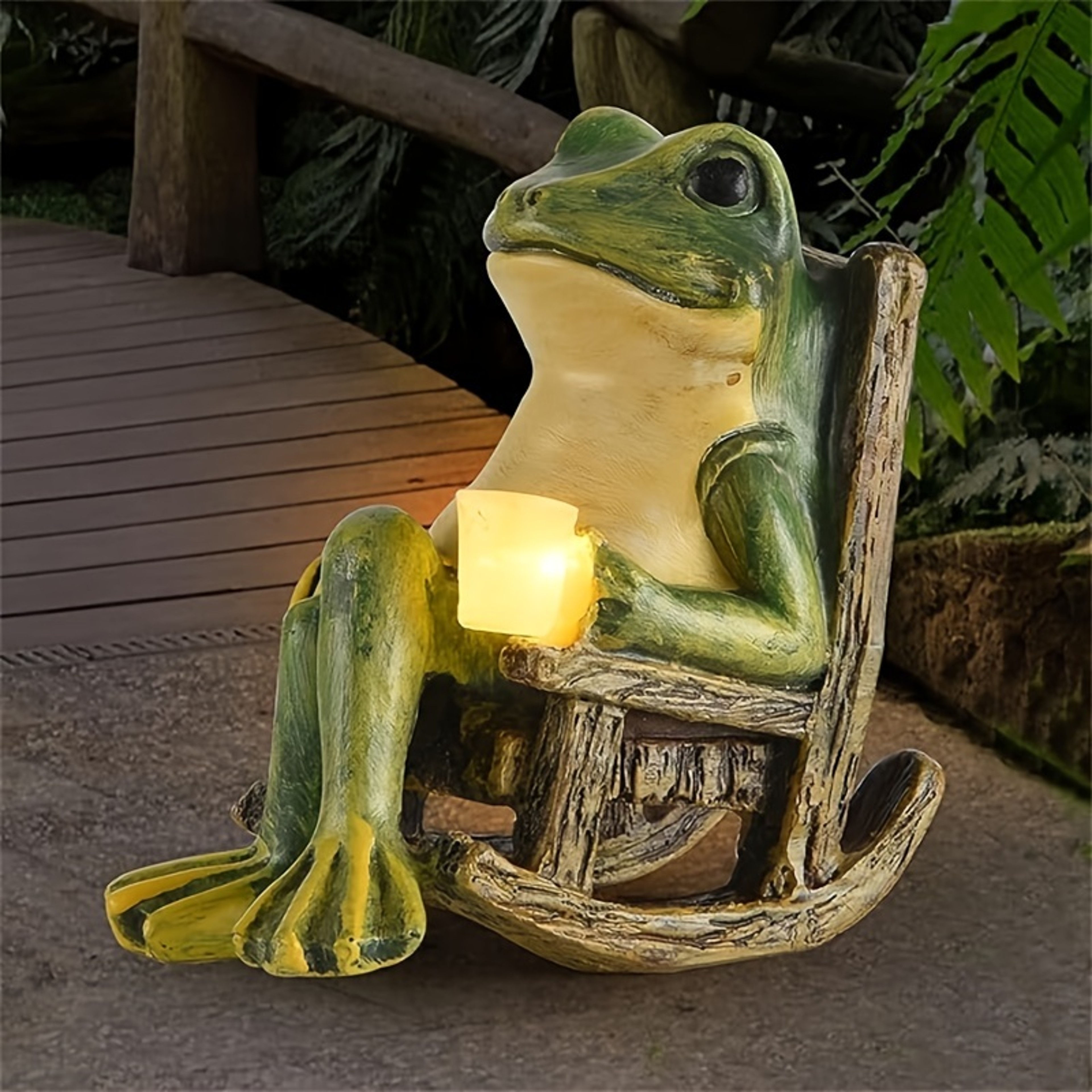 Solar Powered Frog Garden Statue With Lights Mini Outdoor  Indoor Decor Perfect Holiday Gift For Ha 1