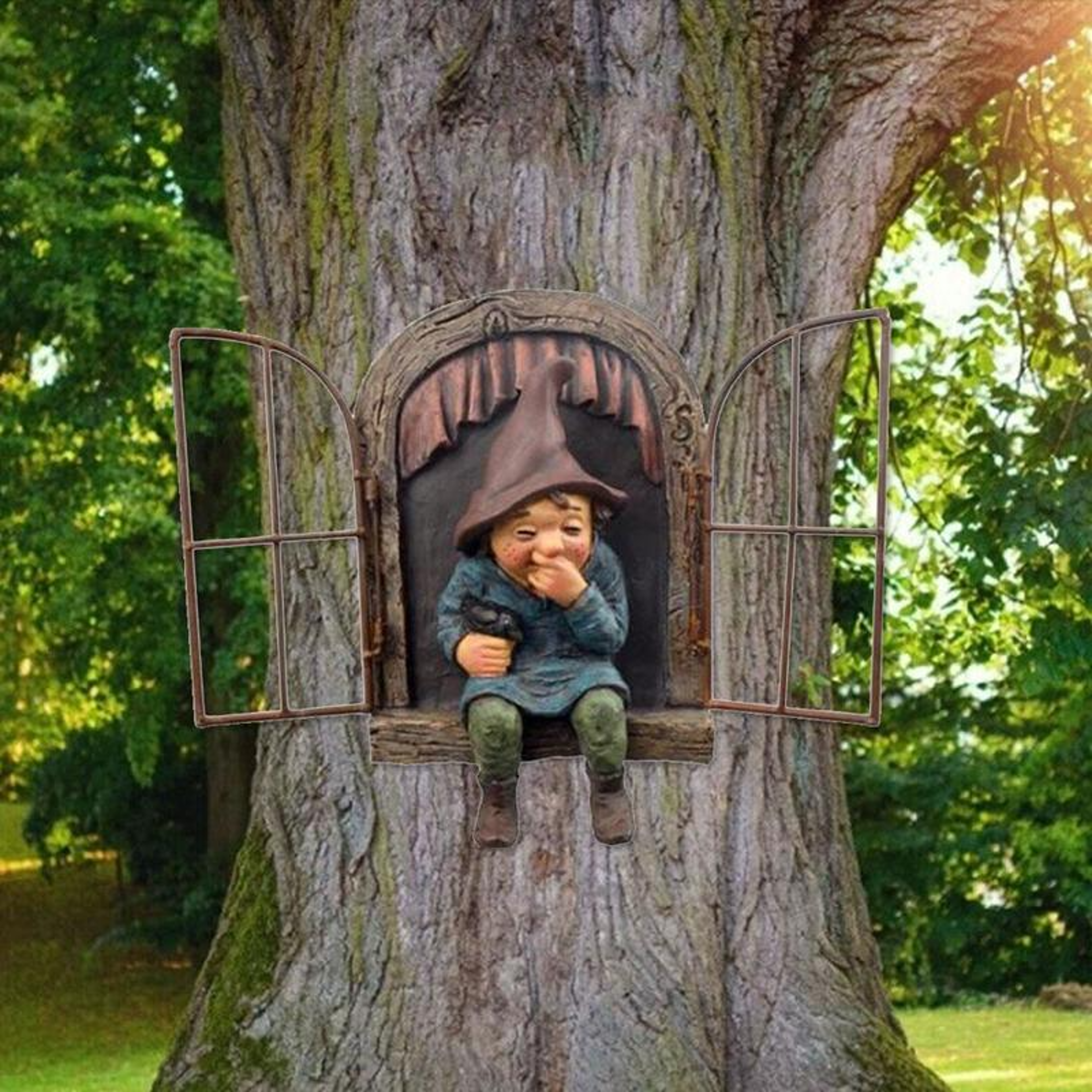 Outdoor Creative Garden Statue Elf Go Out Tree Hug Yard Sculpture For Home Porch  Garden Decoration 6