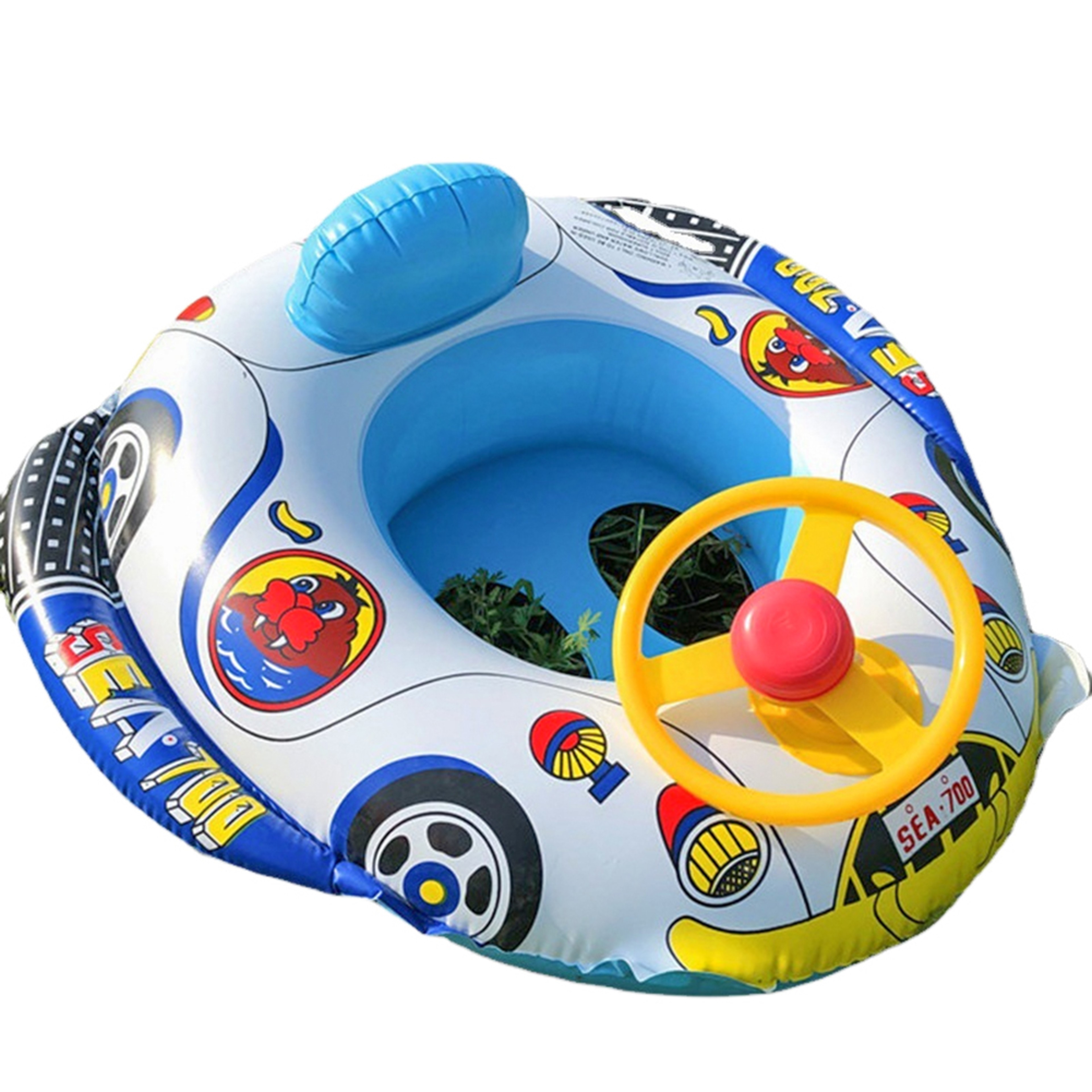 Toddler Swim Circle Baby Swimming Seat Ring Inflatable Toys with Floating Sun Shade, Pool, Bathtub & Summer Beach Party – view 7