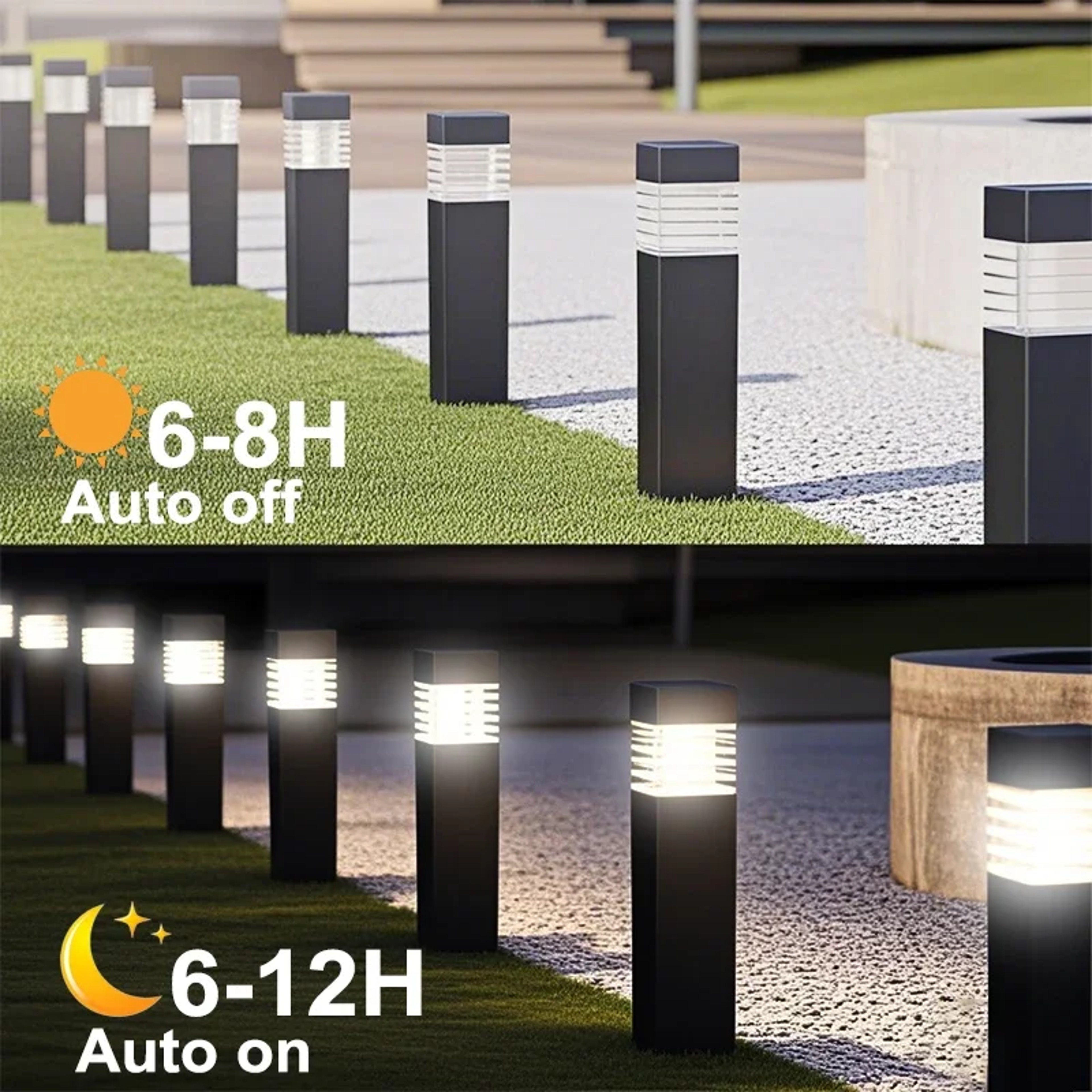 Outdoor Waterproof Square LED Solar Ground Lawn Lantern Pathway Decorative Lights for Courtyard Patio Balcony and Garden – view 5