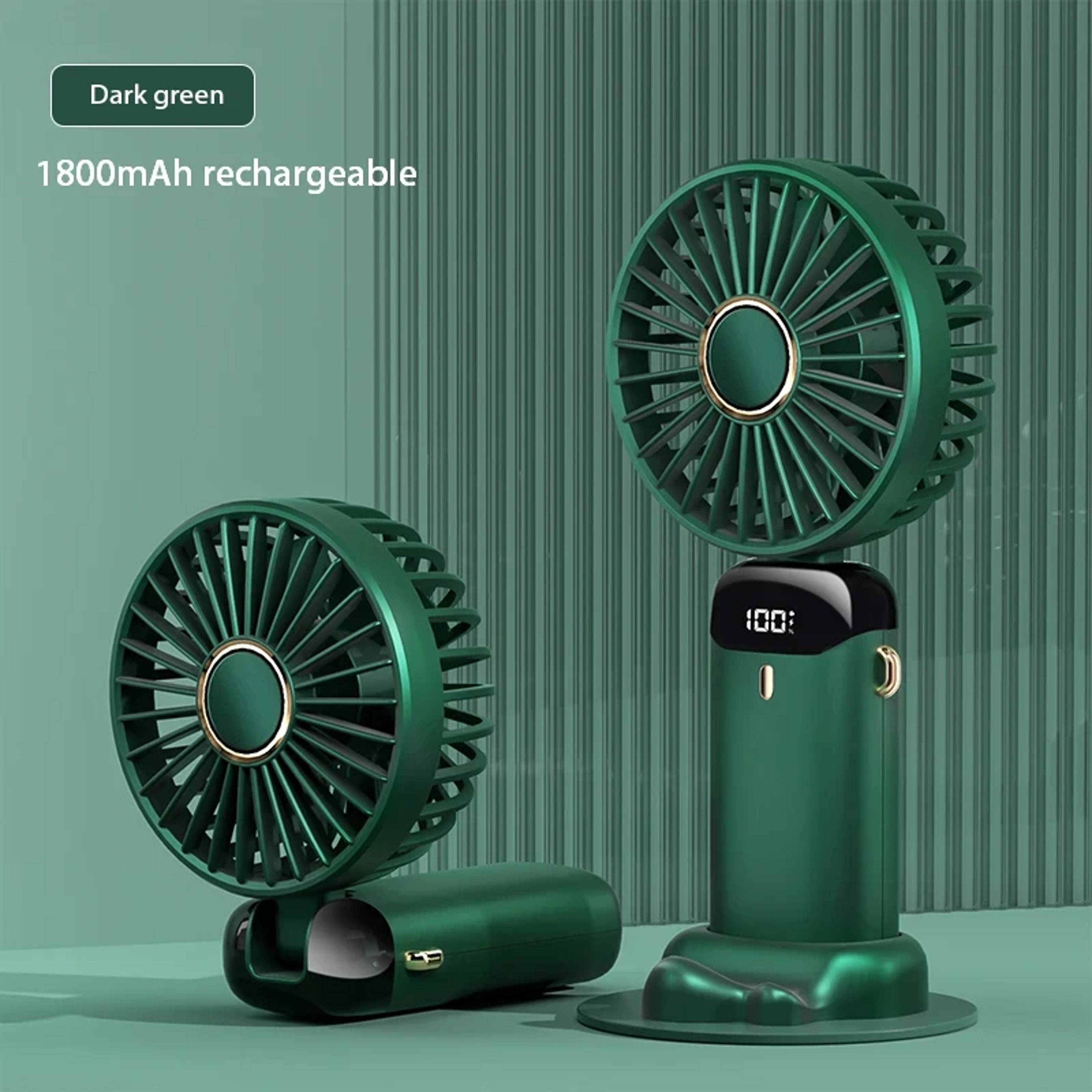 Foldable Portable Handheld Mini Fan Speed Neck Hanging USB Rechargeable Fan With Display Screen  Ph 9