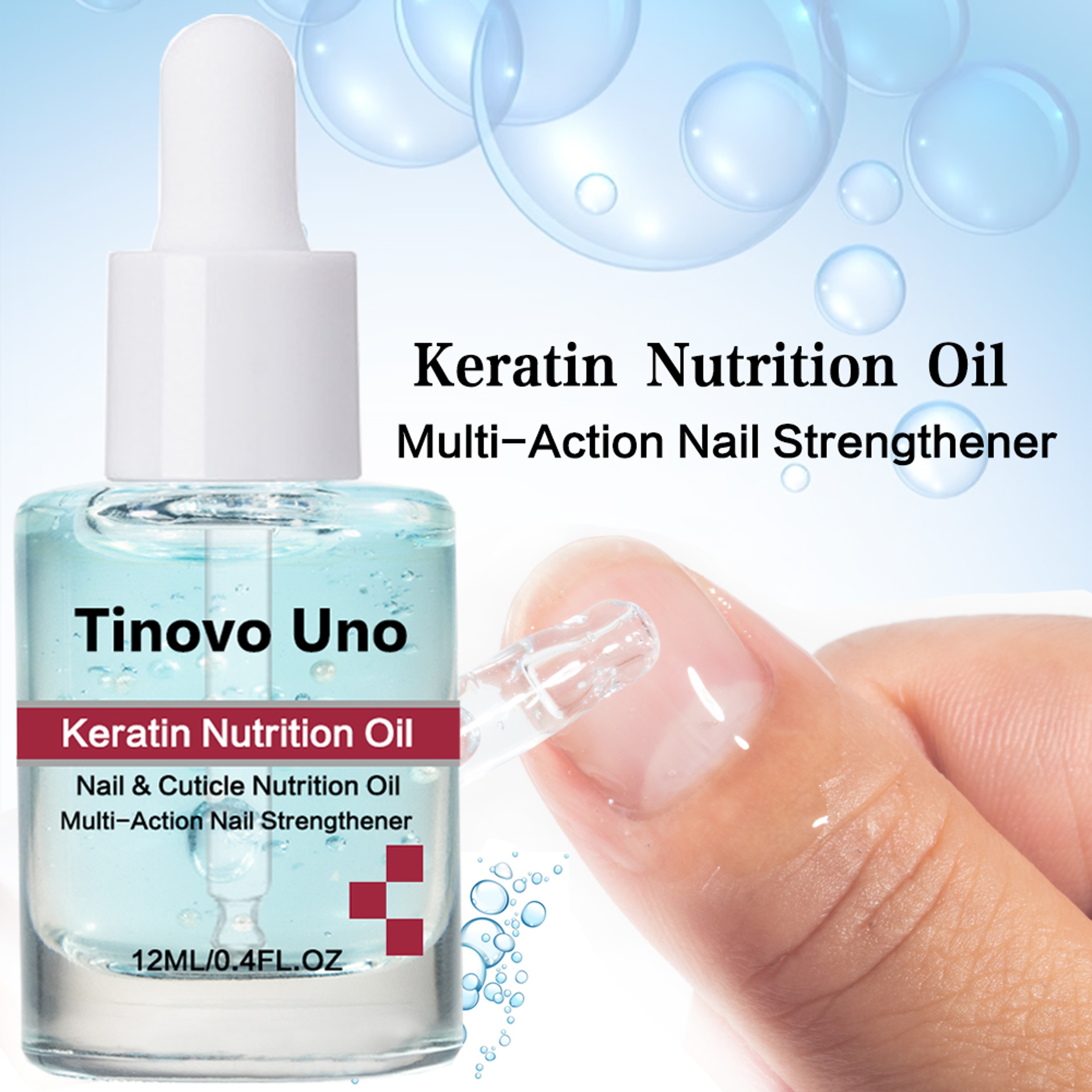 Tinovo Uno Keratin Nail Cuticle Oil, 12ml Nutrient Nail Strengthener, Nail Revitalizer Serum for Repair Care Nails Feet – view 2