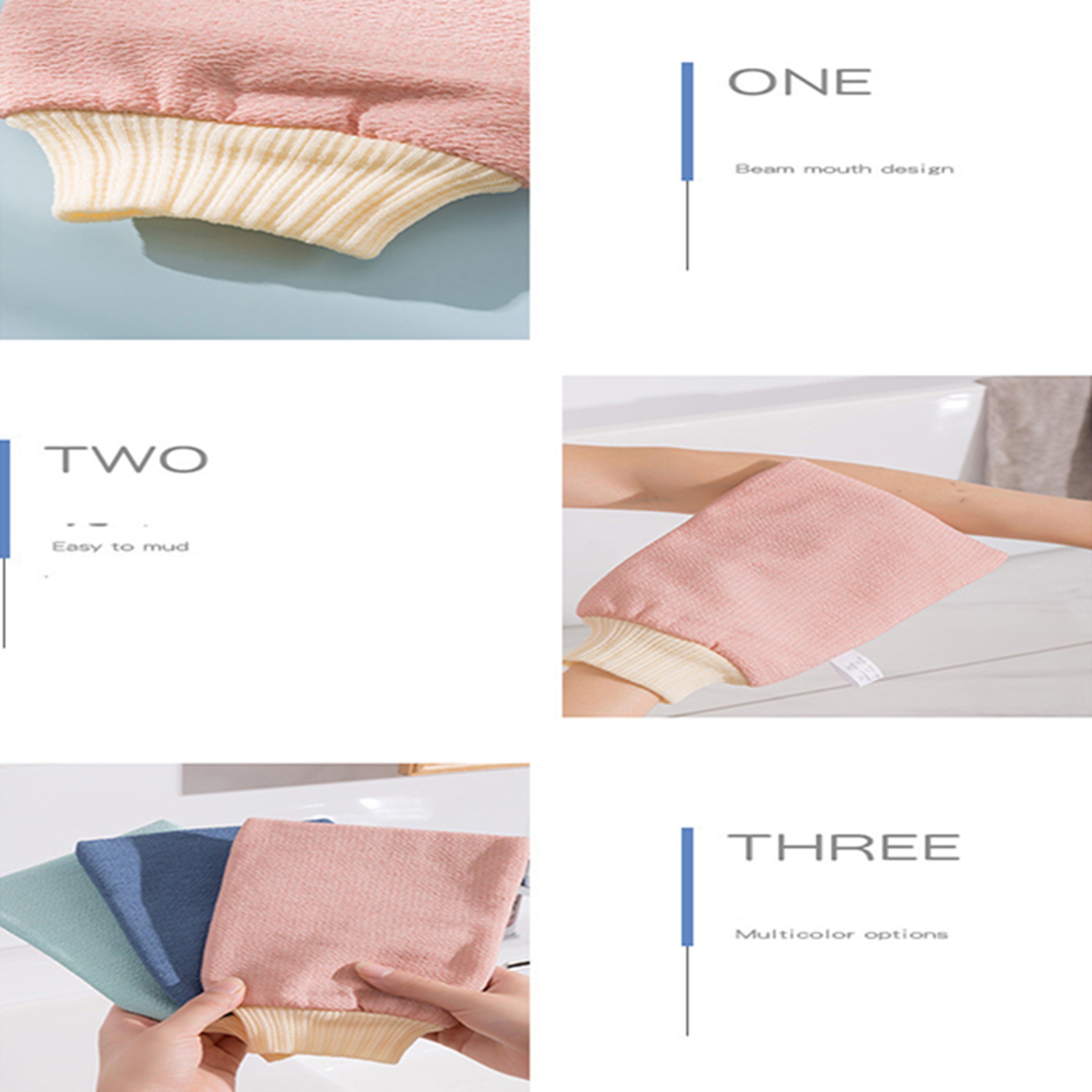 Exfoliating Bathing Glove For Back Scrub  Dead Skin Removal Double Sided Body Massage Glove Deep Cl