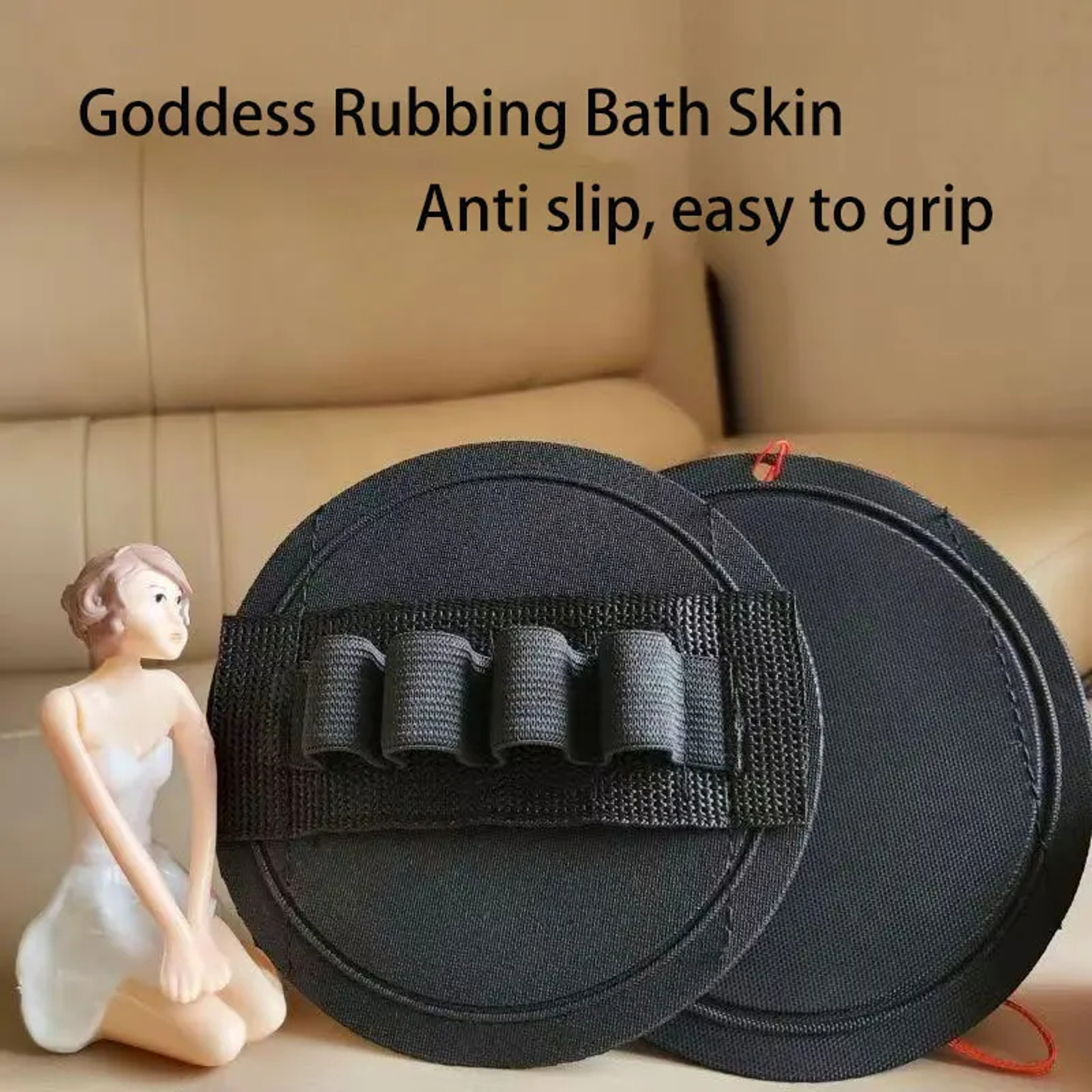 Exfoliating Skin Gloves & Black Body Cleaning Rubber Soft Brush, Home Hotel Bathroom Shower Glove Back Scrubber Bathing – view 5