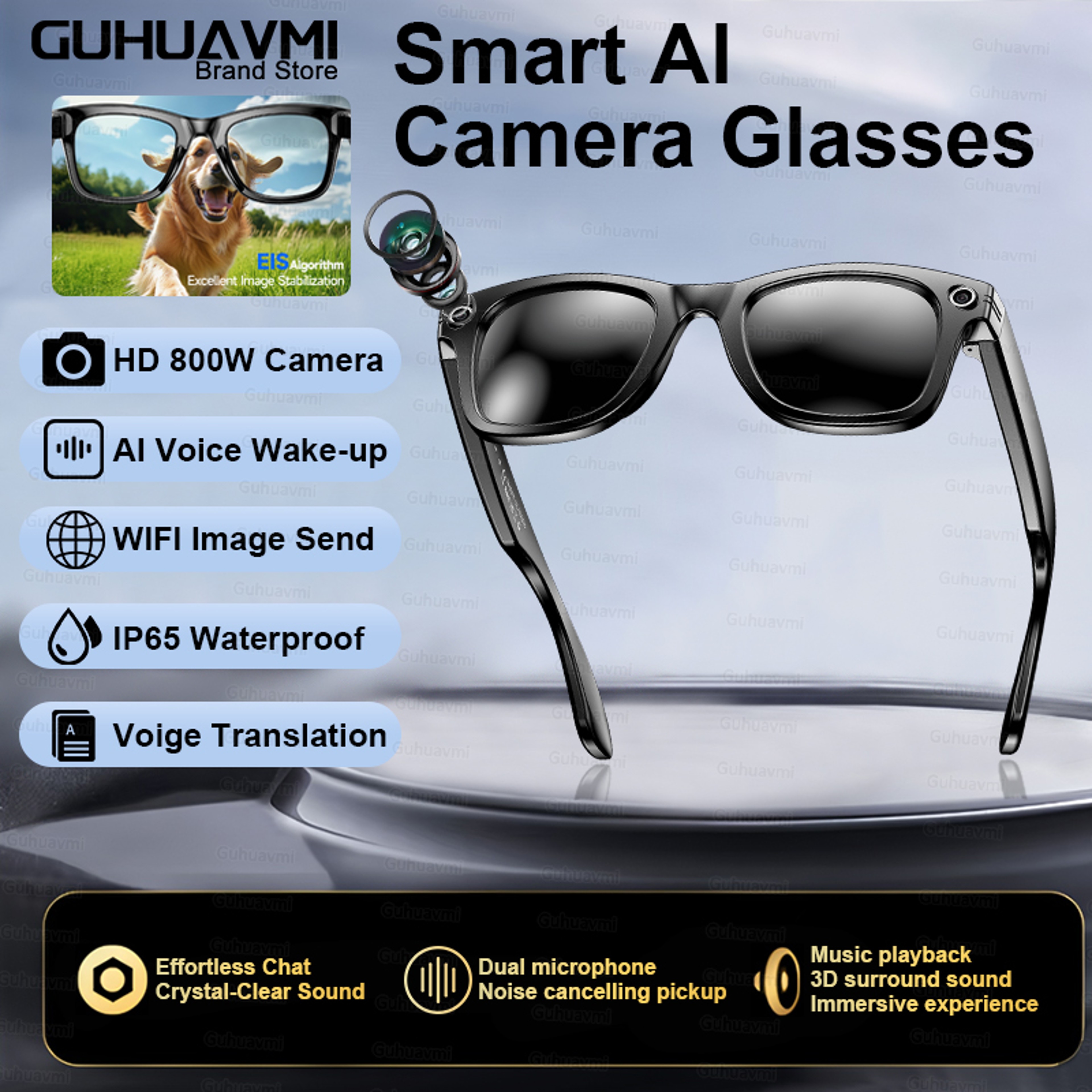 Camera Glasses Men, AI Smart Translation Color-Changing Glasses with Photo Video Recording, Waterproof & Call-Enabled – view 8