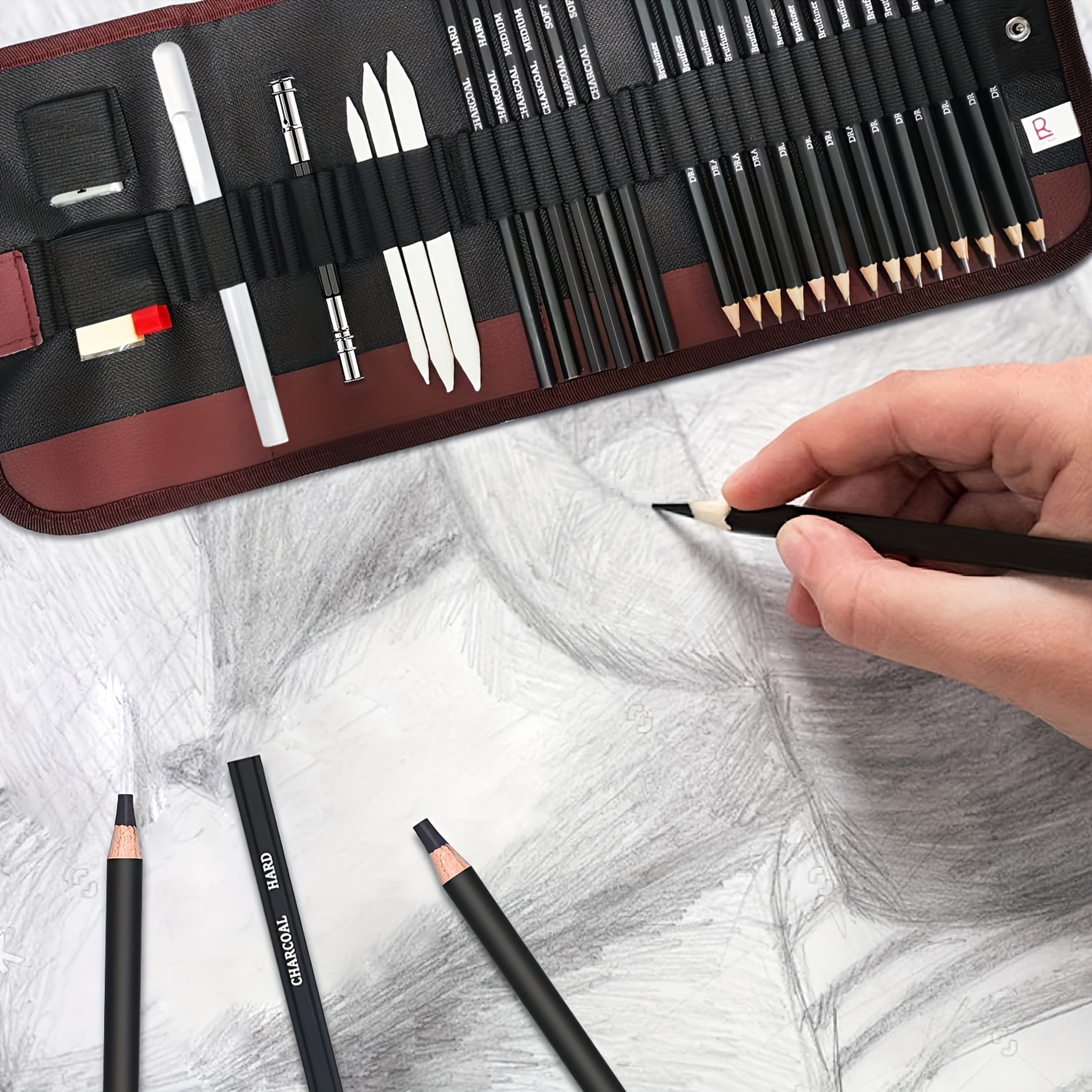 Professional Drawing Pencils Sketch Pencil Art Kit with Graphite, Charcoal & Blending Stump, Sketching Set for Artists – view 6
