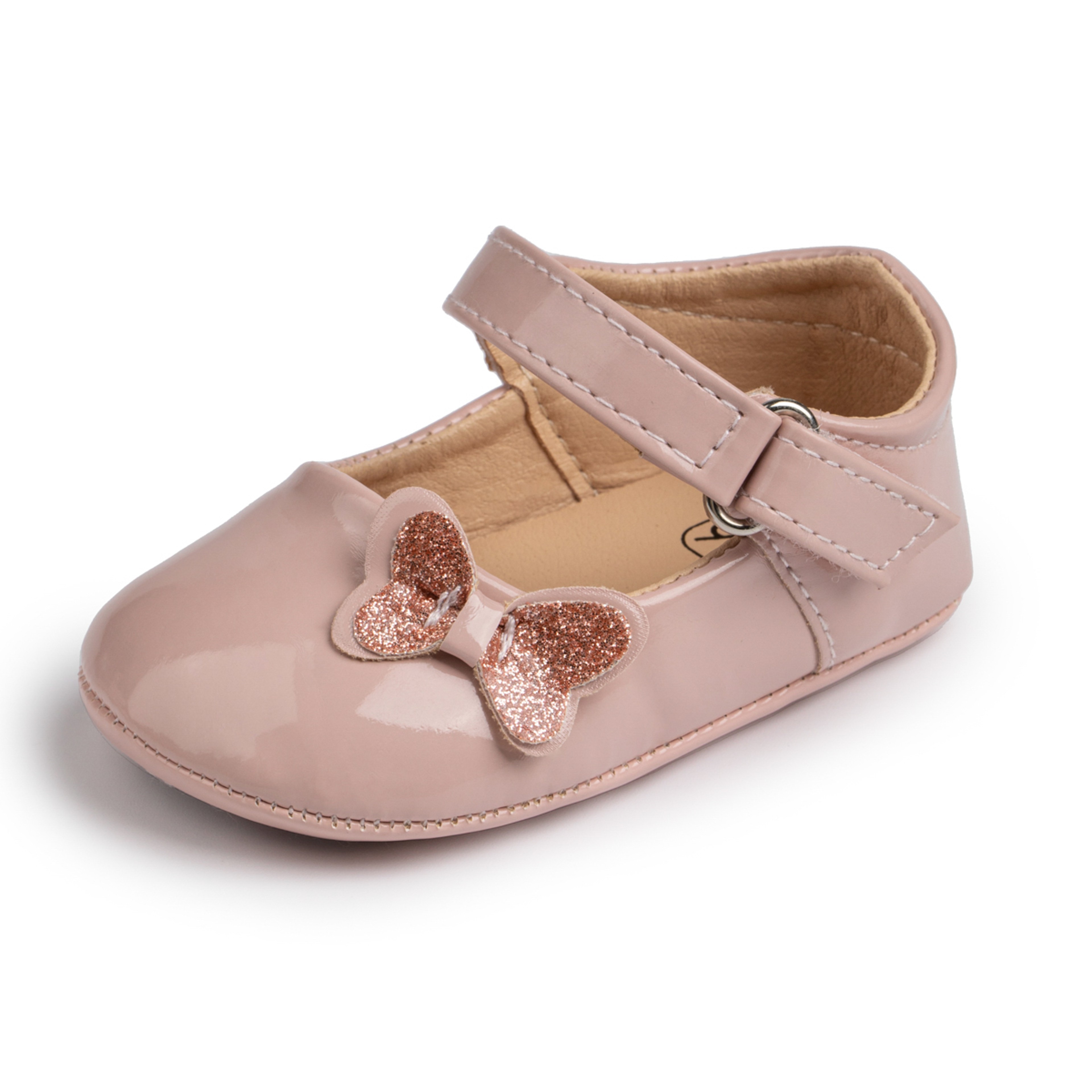 Breathable Newborn Baby Non-slip PU Walking Shoes, Soft Rubber Sole Baby Princess Shoes with British Bow Style – view 9