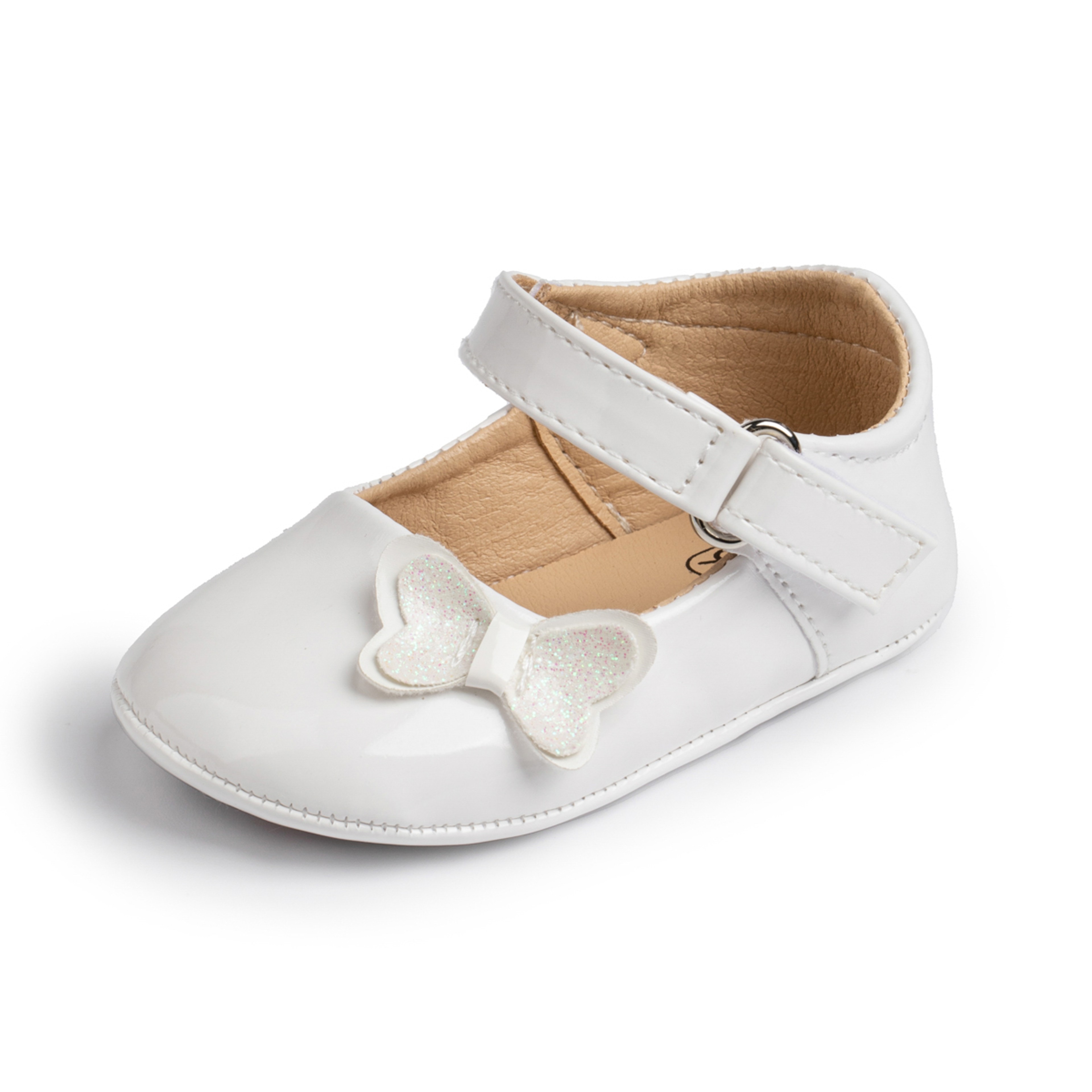 Breathable Newborn Baby Non-slip PU Walking Shoes, Soft Rubber Sole Baby Princess Shoes with British Bow Style – view 12