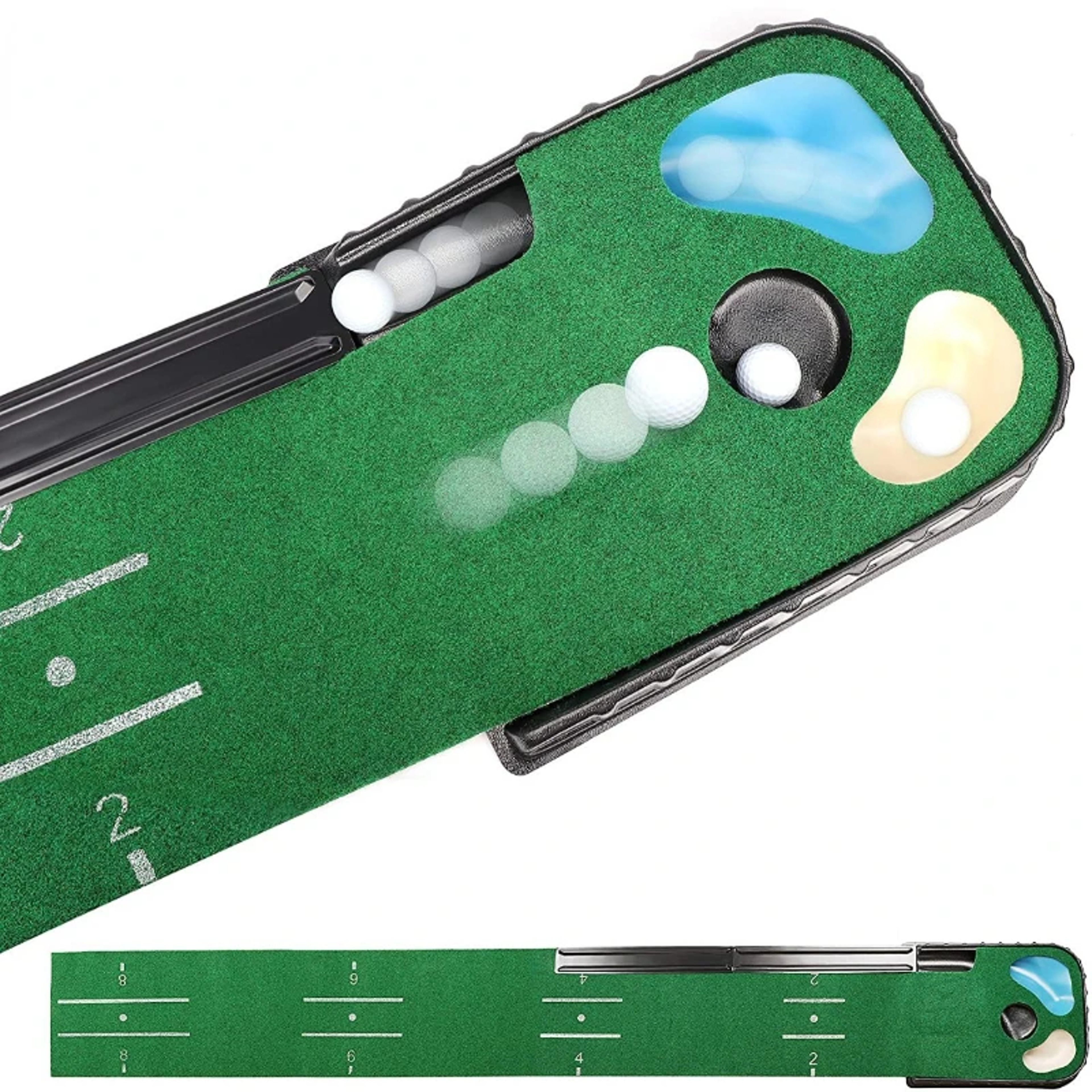 PGM Golf Indoor Putting Mat Putter Trainer Green Carpet Practice Set Ball Return Mats for Home & Office Golf Practice – view 1