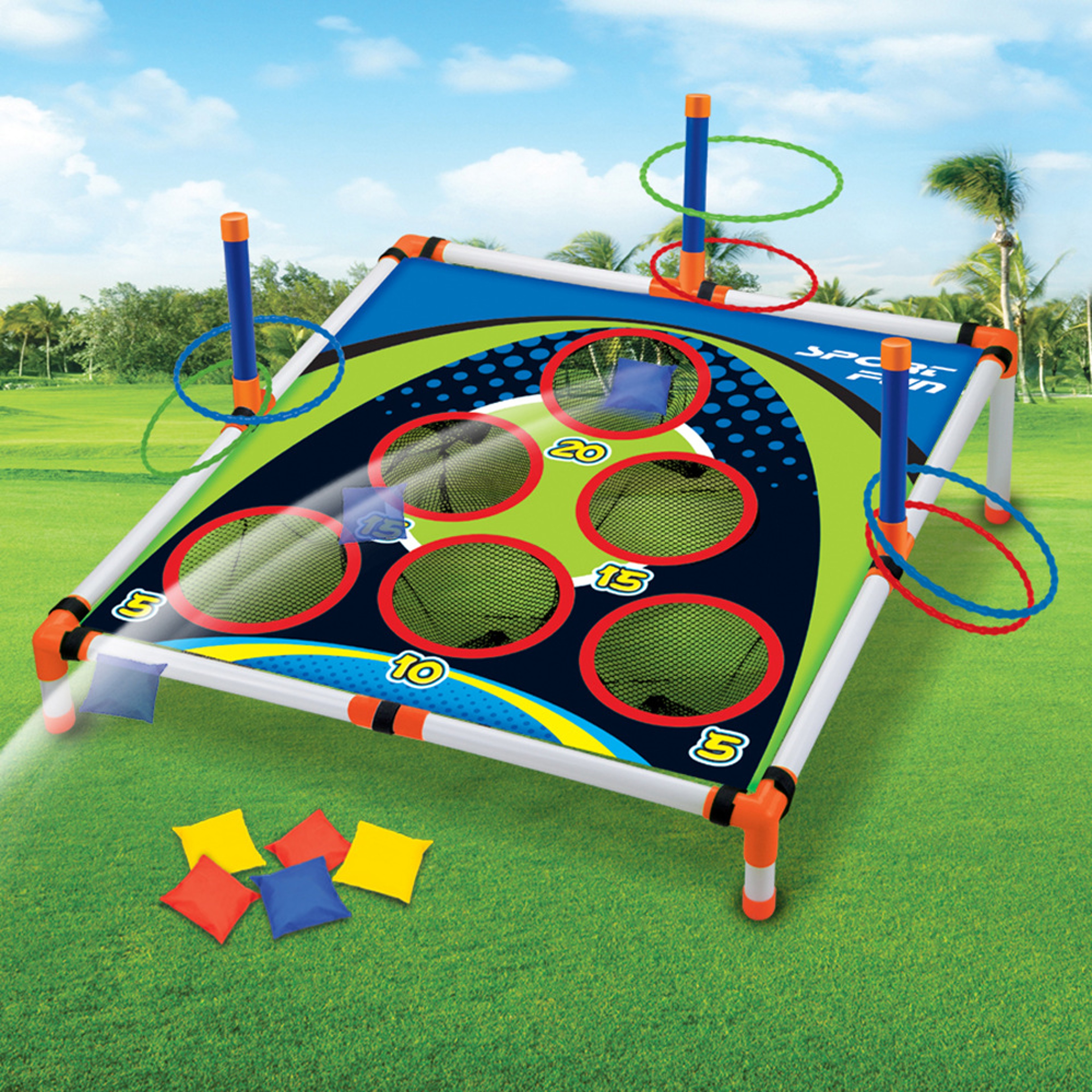 Easy Assemble Portable Cornhole Throwing Circle Ferrule Board Set, Outdoor Yard Toss Game Toy for Kids & Adults – view 1