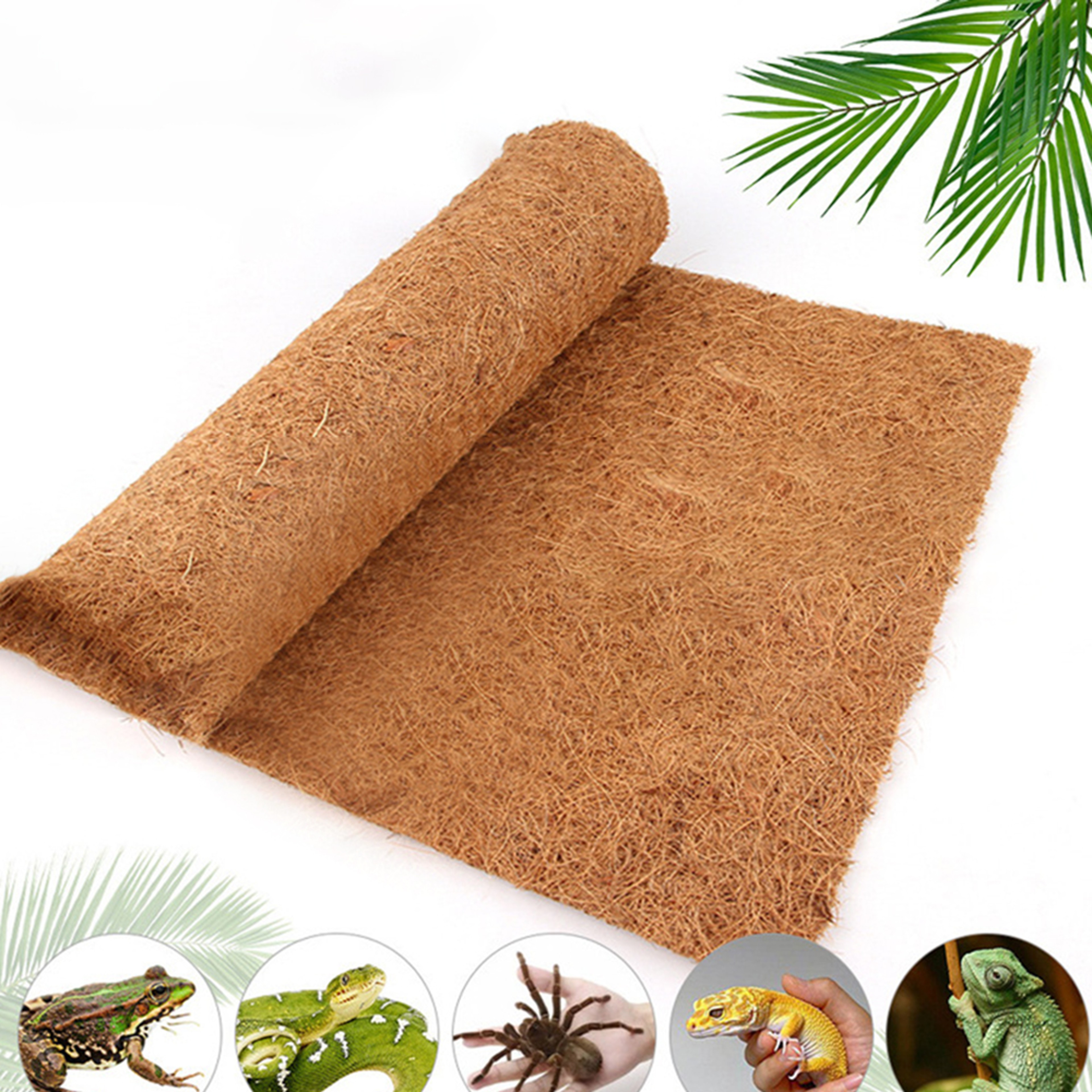 Natural Coconut Fiber Coir Mat Turtle Reptile Terrarium Liner for Tortoise, Lizard, Snake, and Chameleon Cage Bedding – view 1