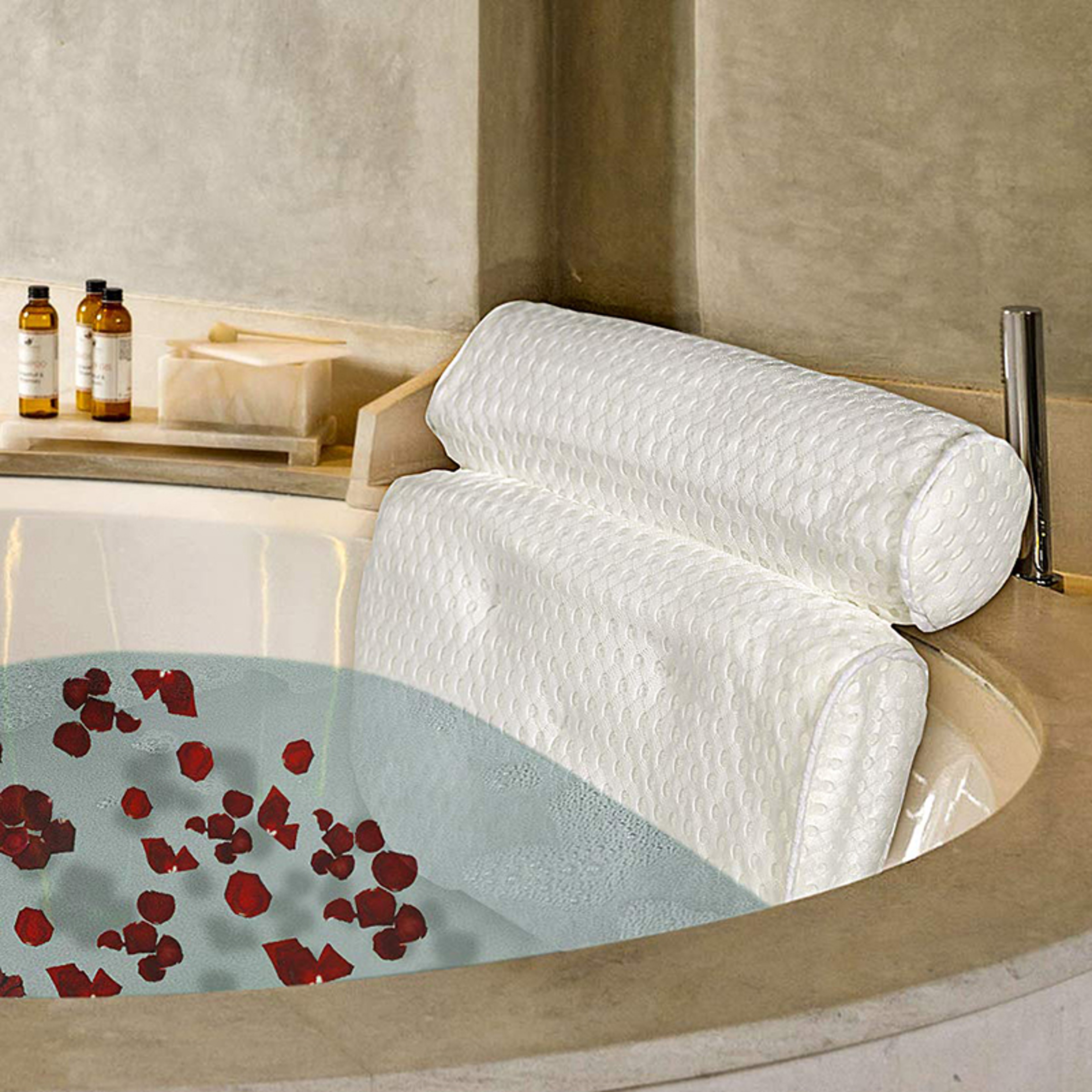 Luxury Bath Pillow for Tub Neck and Back Support, Air Mesh Spa Bathtub Pillow with Suction Cups for Ultimate Comfort – view 1
