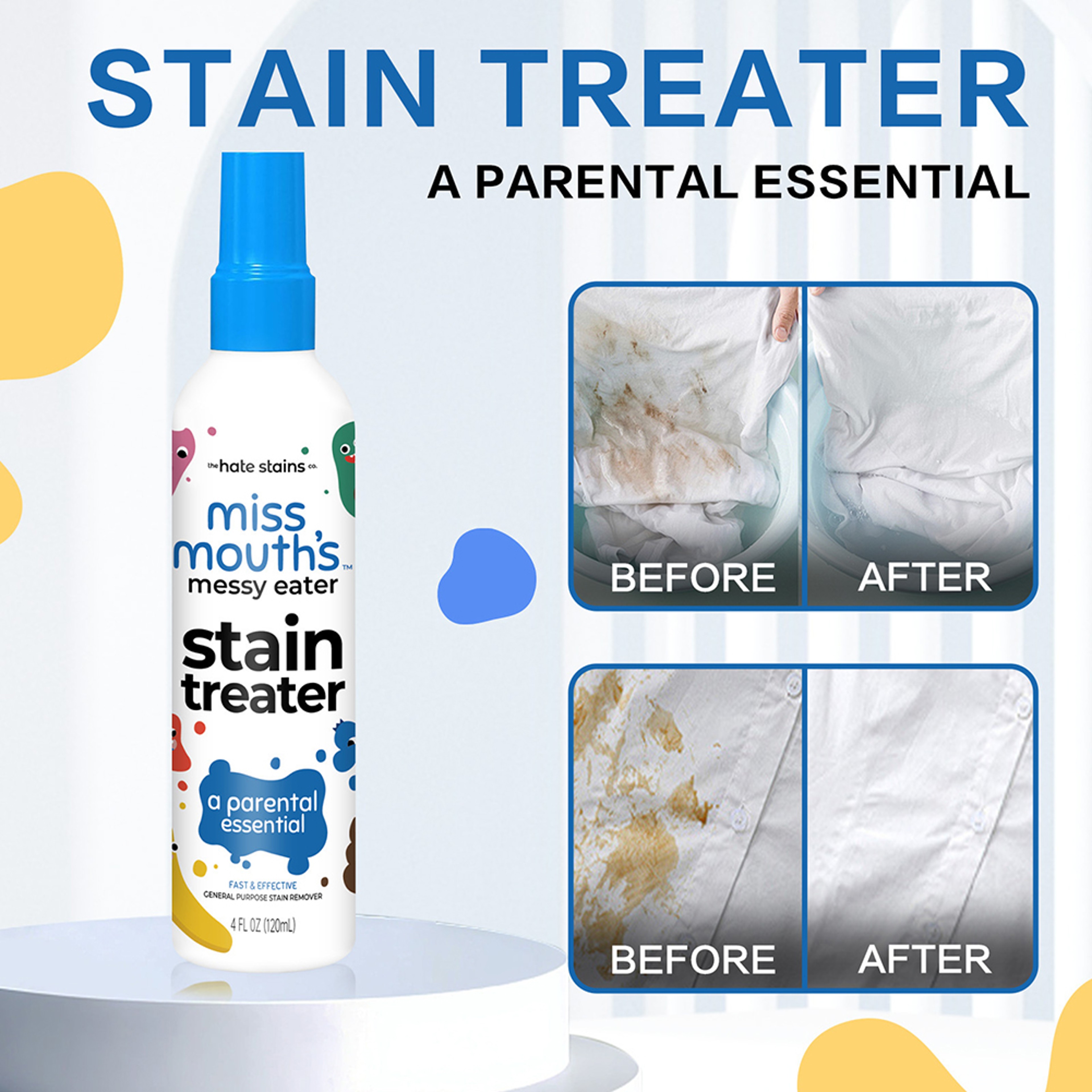 Fabric  Clothes Stain Remover Spray Portable Spray And Wash Stain Remover For Coat Carpet Yellow Sp